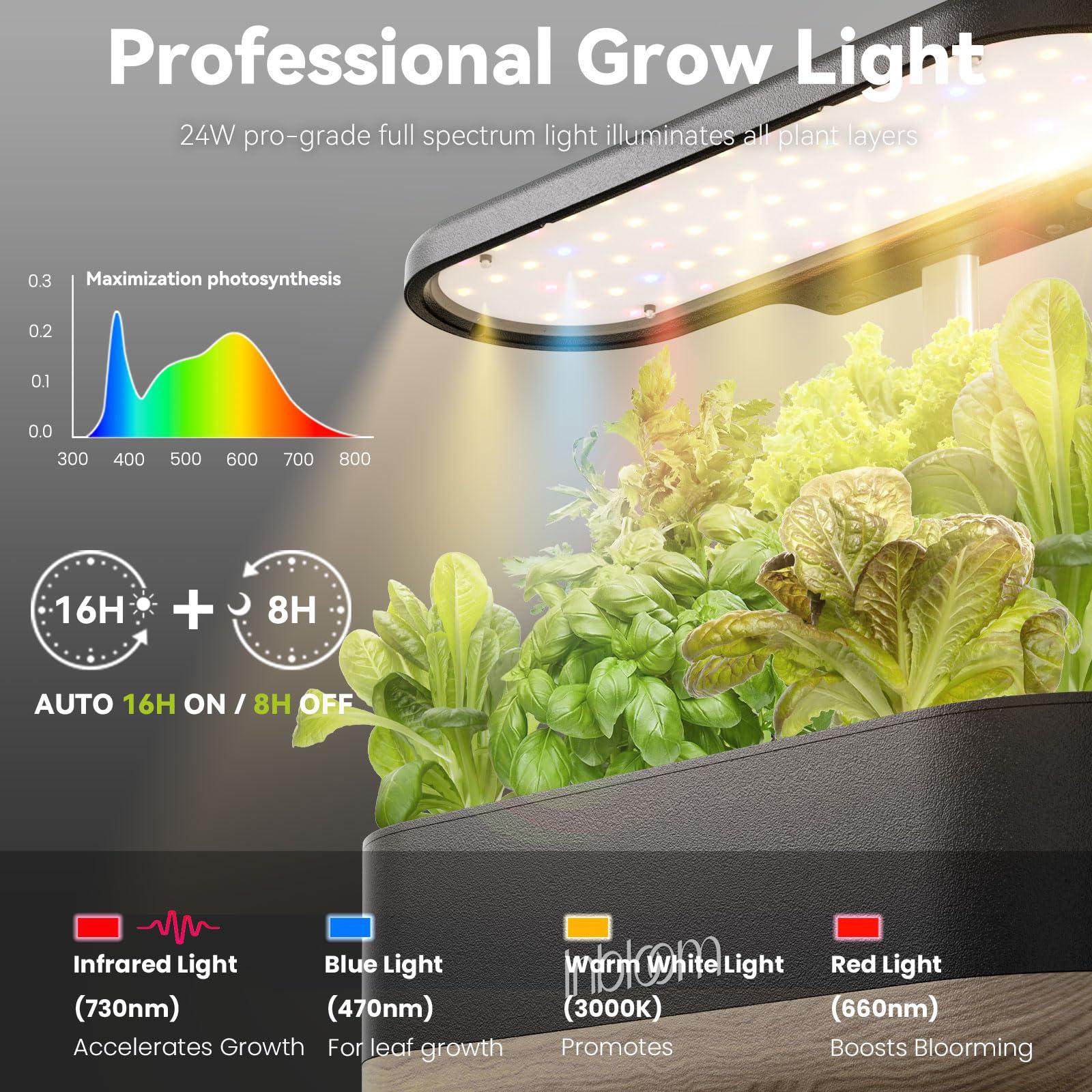 inbloom Hydroponics Growing System 12 Pods, Indoor Herb Garden with LEDs Full-Spectrum Plant Grow Light, Water Shortage Alarm, Automatic Timer, Height Adjustable, Ideal Gardening Gifts for Women - Image 3