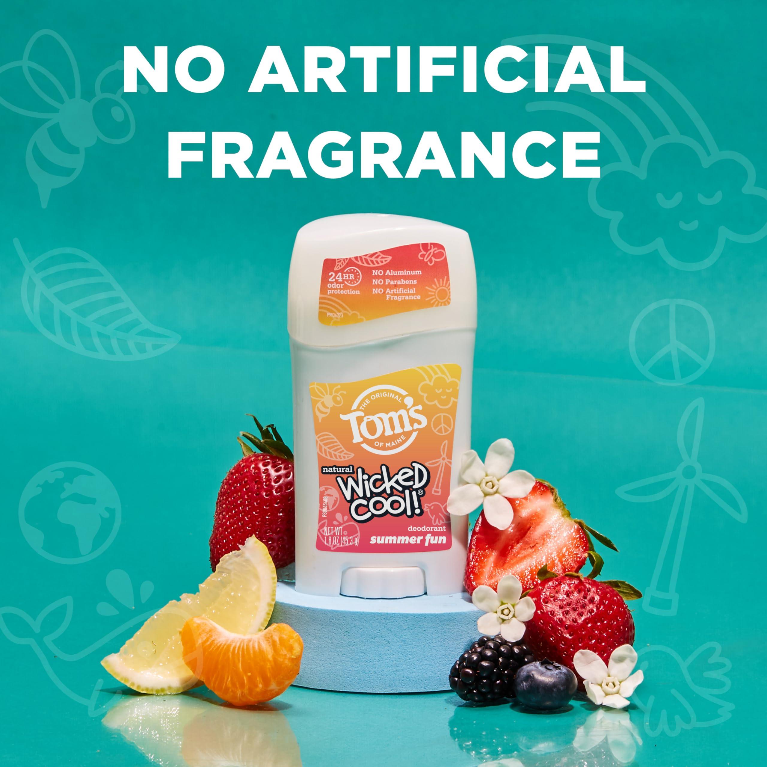 Tom's of Maine Aluminum-Free Wicked Cool! Natural Deodorant for Kids, Summer Fun, 1.6 oz. (Pack of 3) (Packaging May Vary) - Image 4