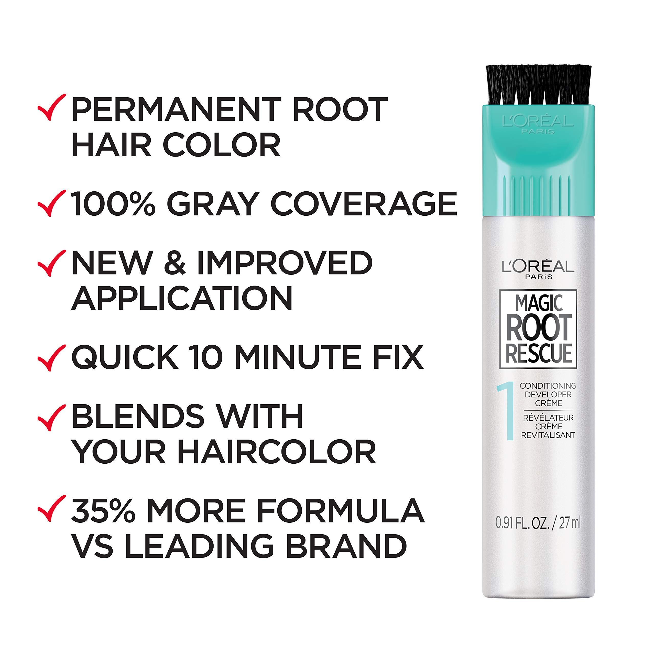 L’Oréal Paris Magic Root Permanent Hair Color, 10 Minute Hair Dye Kit to Rescue Roots with 100% Gray Hair Coverage, 6 Light Brown, 2 Pack (Packaging May Vary) - Image 3