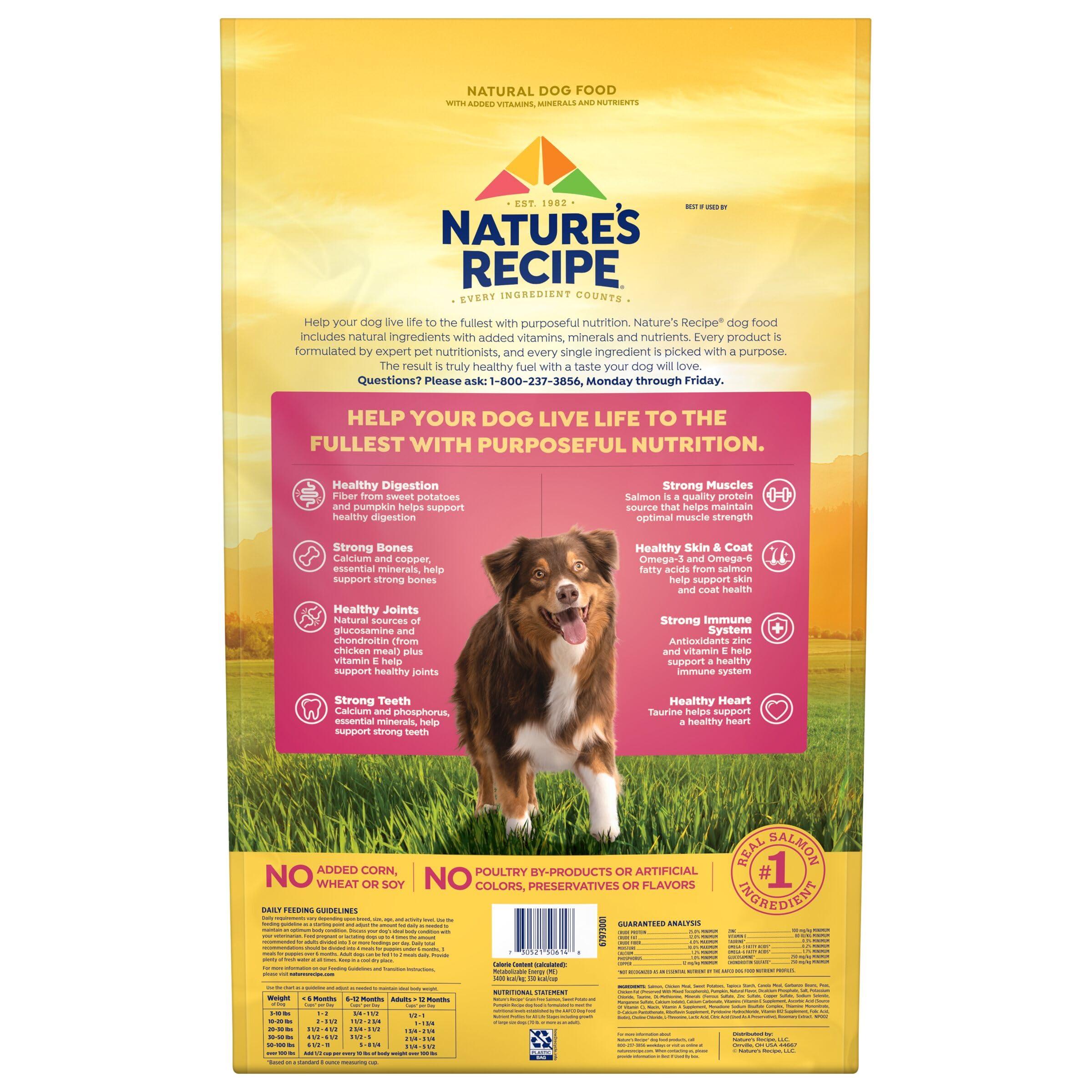 Nature’s Recipe Grain Free Salmon, Sweet Potato & Pumpkin Recipe Dry Dog Food, 24 lb. Bag - Image 3