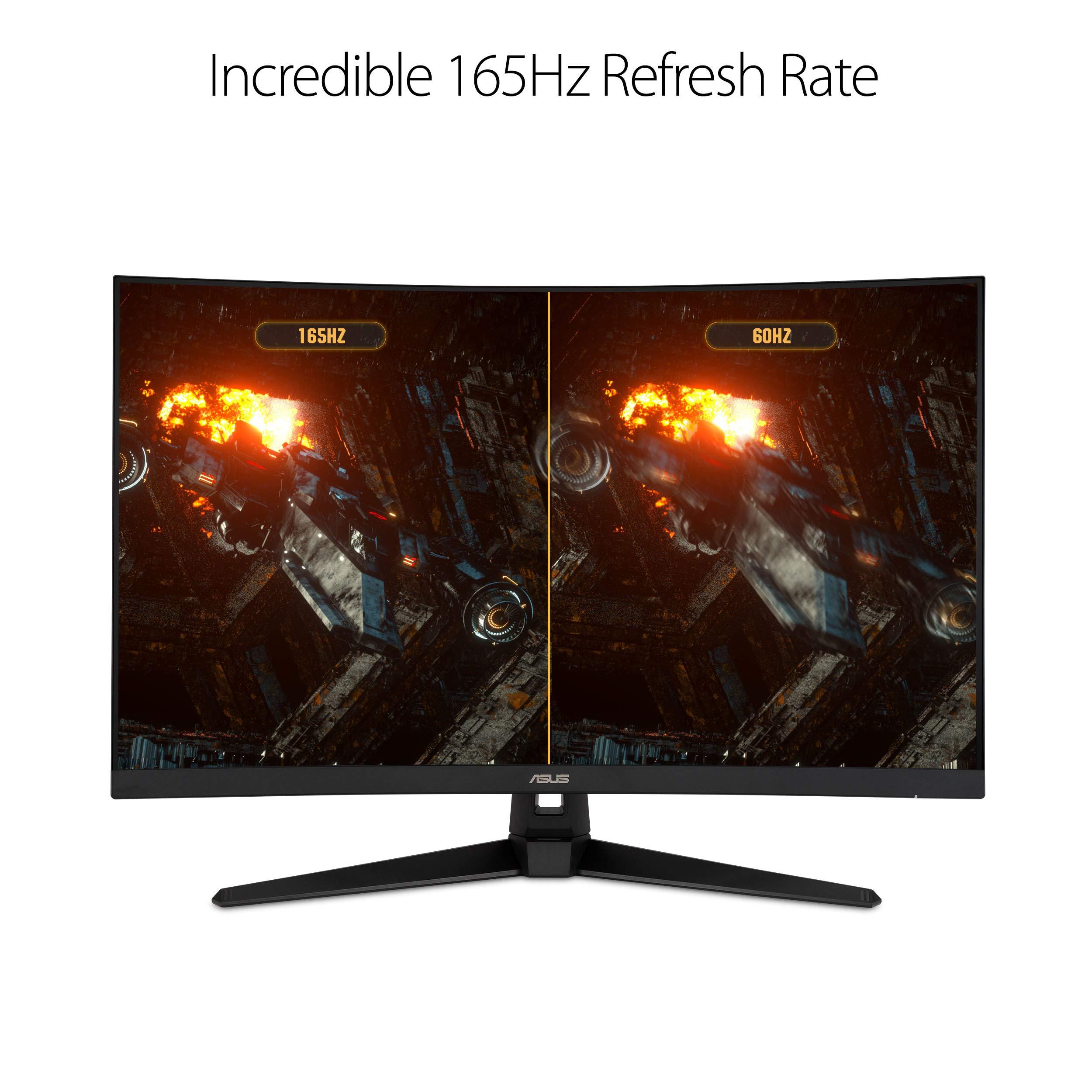 ASUS TUF Gaming 32" 1440P HDR Curved Monitor (VG32VQ1B) - QHD (2560 x 1440), 165Hz (Supports 144Hz), 1ms, Extreme Low Motion Blur, Speaker, FreeSync Premium, VESA Mountable, DisplayPort, HDMI,BLACK - Image 5