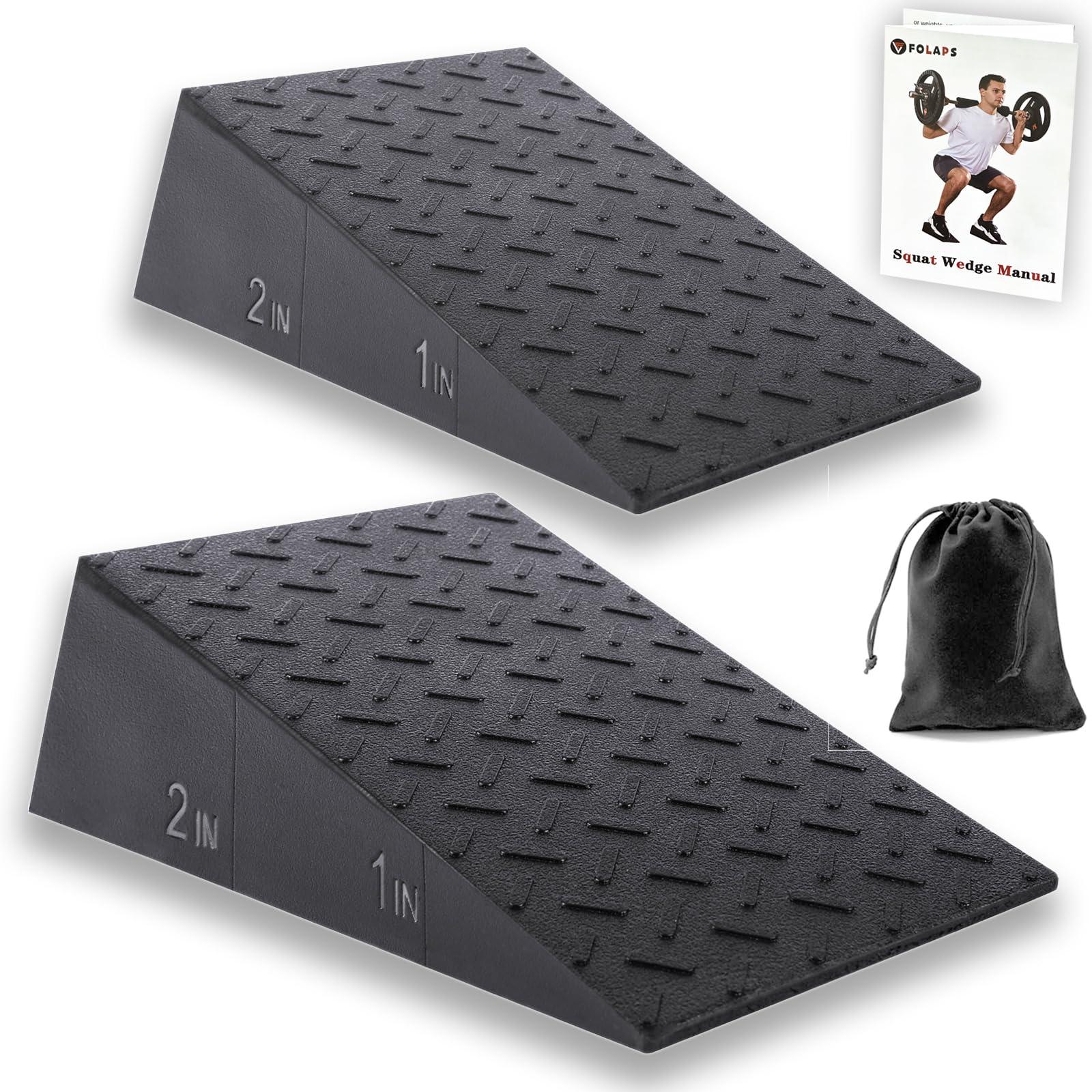 Folaps Squat Wedge Block for Heel Elevated Squat Weightlifting Calf Stretcher Slant Board for Mobility Balance and Strength Performance