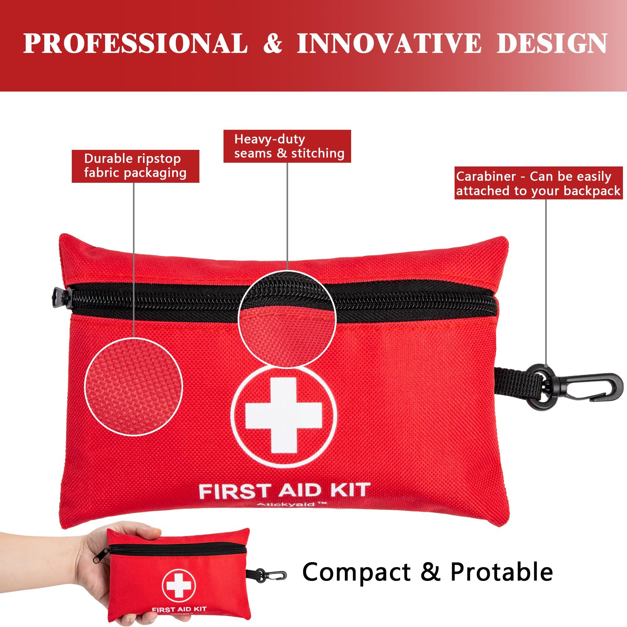 Atickyaid Mini First Aid Kit - 140 Piece Small First Aid Medical Kit for Car, Home, Office, Travel, Camping, Sports, Outdoor, School - Emergency First Aid Supplies and Survival Kit - Image 4