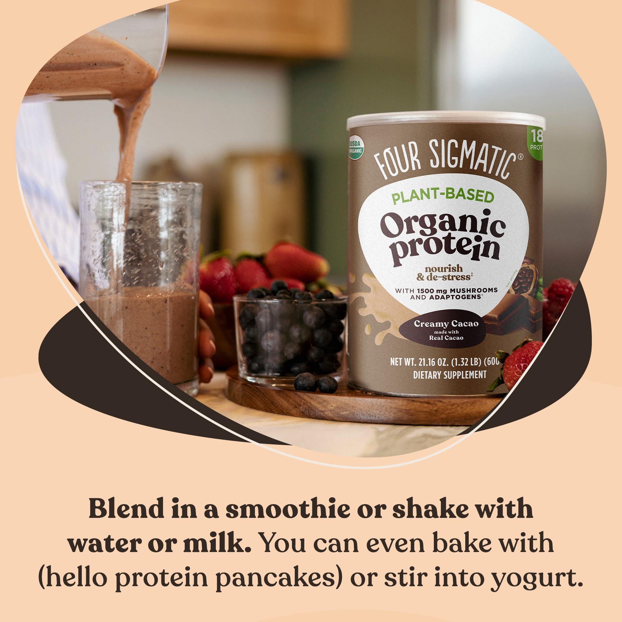 Four Sigmatic Organic Plant-Based Protein Powder Creamy Cacao Protein with Lion’s Mane, Chaga, Cordyceps and More | Clean Vegan Protein Elevated for Brain Function and Immune Support | 21.16 oz - Image 8