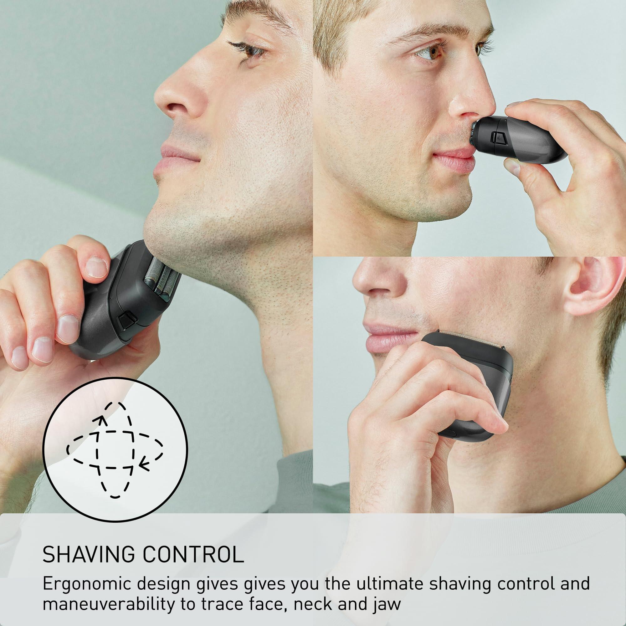 Panasonic Swipe Right Travel Shaver for Men, Portable Electric Razor with USB-C Charging, 3-Blade Cutting System and Beard Sensor Technology, Wet/Dry Use - ES-CM3A-K - Image 6