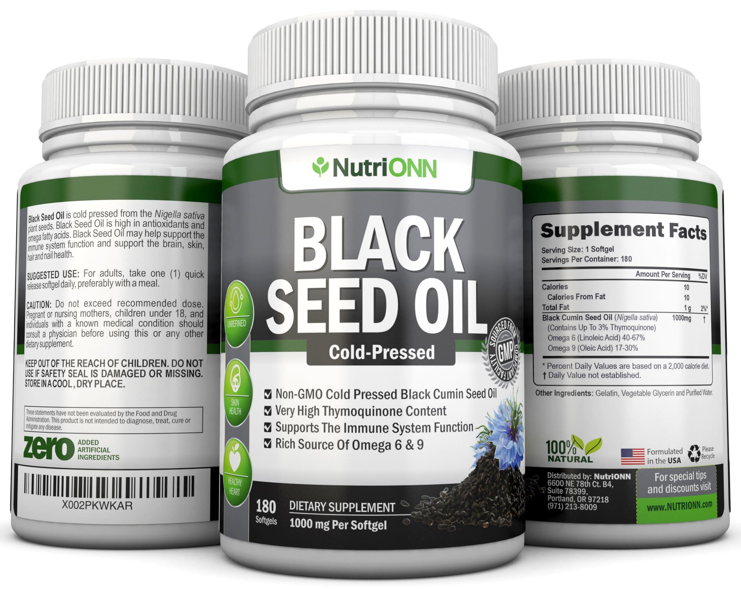 Black Seed Oil - 1000 Mg - 180 Softgels - Cold-Pressed Non-GMO Black Cumin Seed Capsules - Super High Thymoquinone Content - Nigella Sativa - Rich in Omega 6 & 9 Fatty Acids - Immune Health Support - Image 6