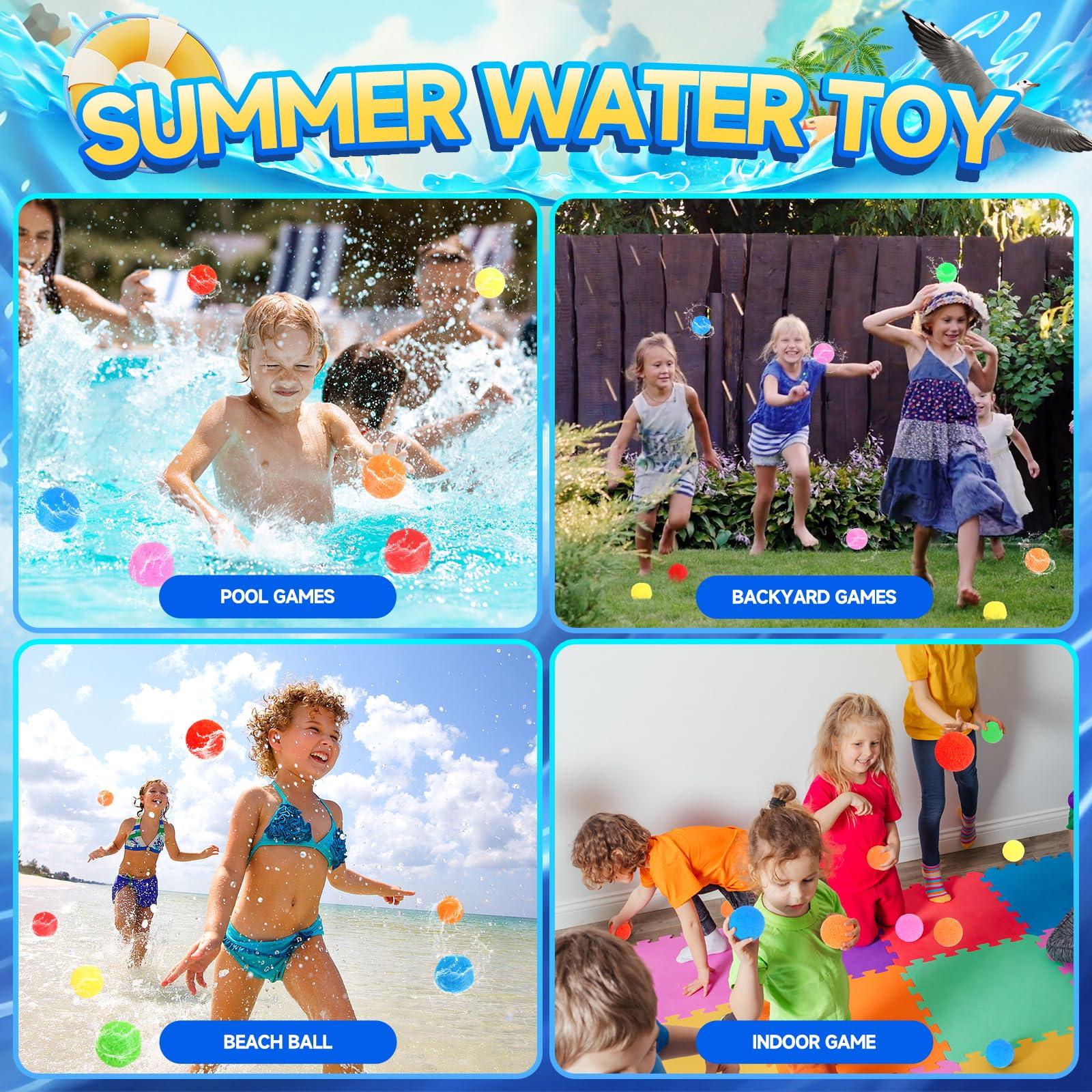 60 Pcs Reusable Water Balls, Reusable Water Balloons for Outdoor Toys and Games, Water Toys for Kids and Adults Boys and Girls - Summer Balls for Pool and Backyard Fun - Image 2
