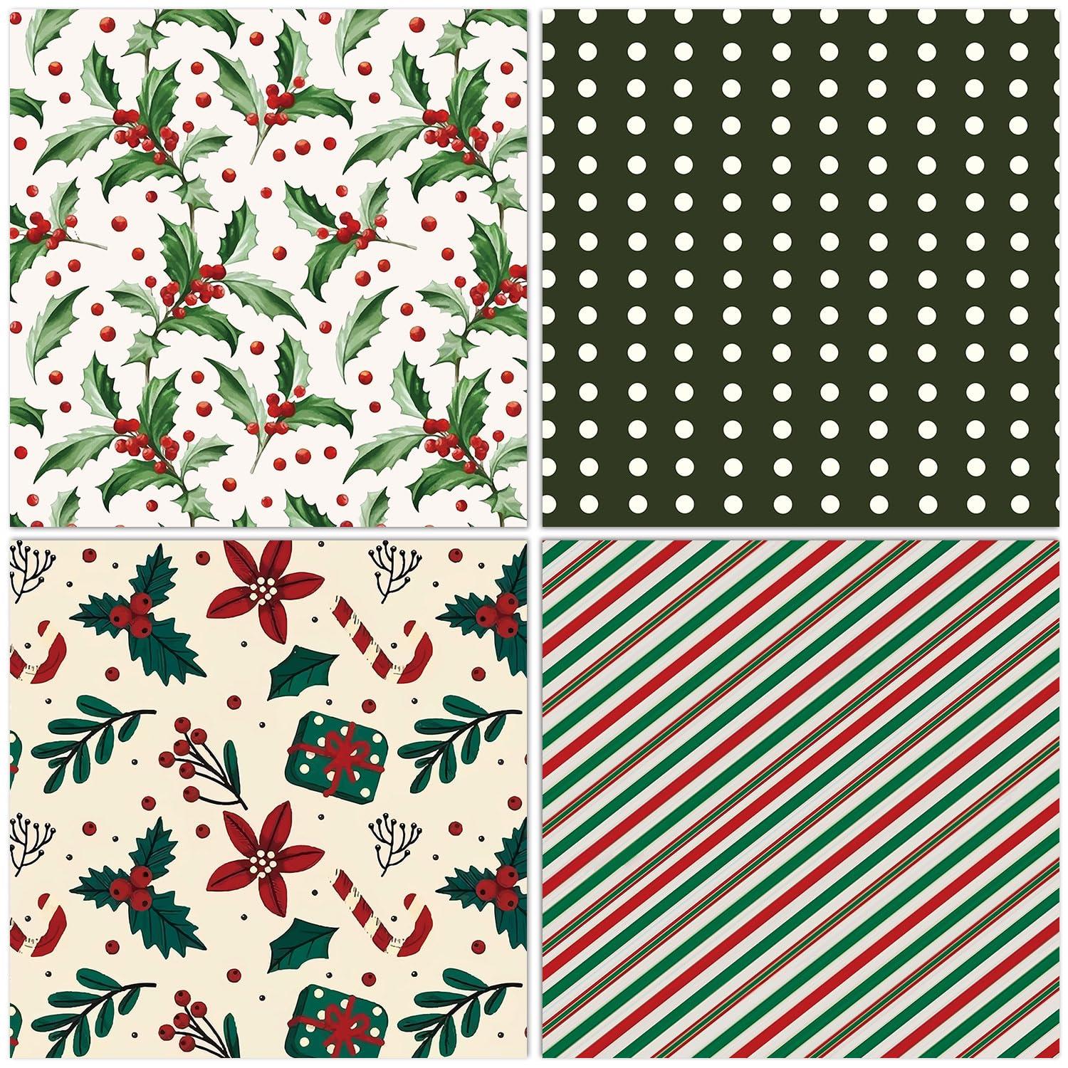 Christmas Pattern Paper Pad Red Green Textured Scrapbook Double Sided Folded Flat Xmas Craft Paper for DIY Background Card Making Scrapbooking Photo Album - Image 6