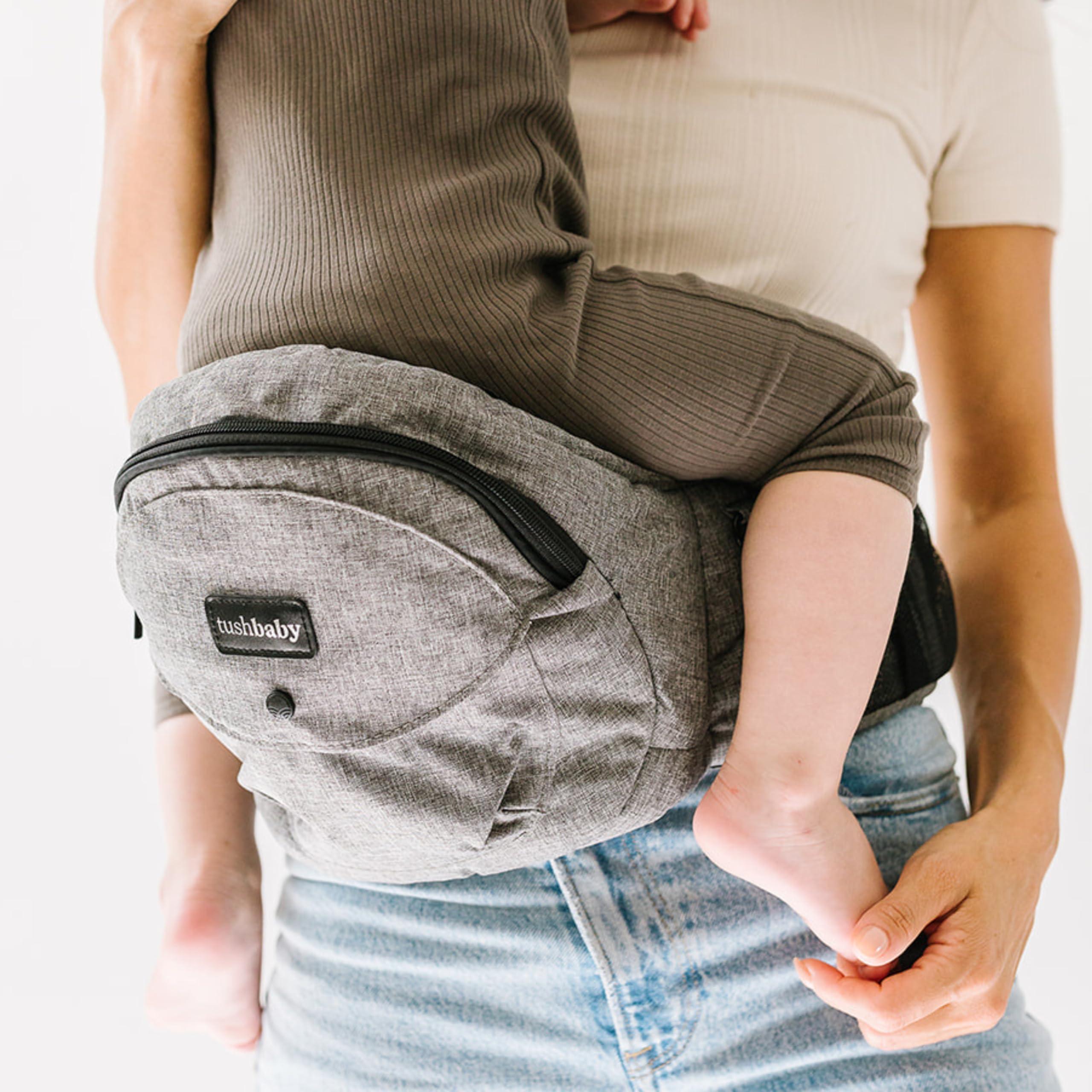 Tushbaby The Original Safety-Certified Hip Carrier for Babies & Toddlers: Machine Washable Child Waist Seat with Pocket Storage, As Seen on Shark Tank (23”-44” Waist, 0-3 yrs up to 45lbs) – Grey - Image 9