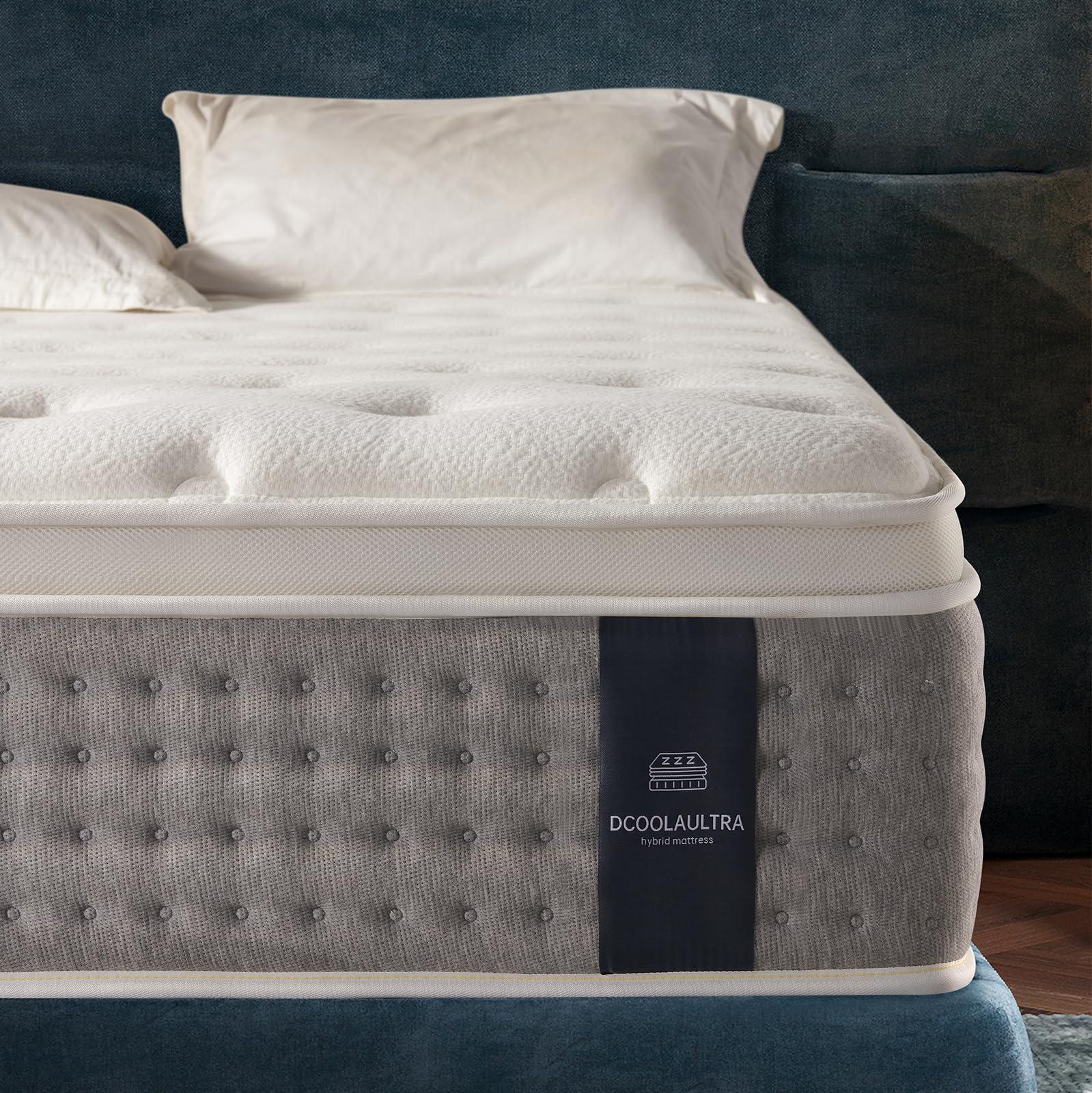 DCOOLAULTRA Twin Mattress 10 Inch,Medium Firm Hybrid with Memory Foam& Individually Wrapped Pocket Coils for Support,CertiPUR-US Certified,Fiberglass-Free