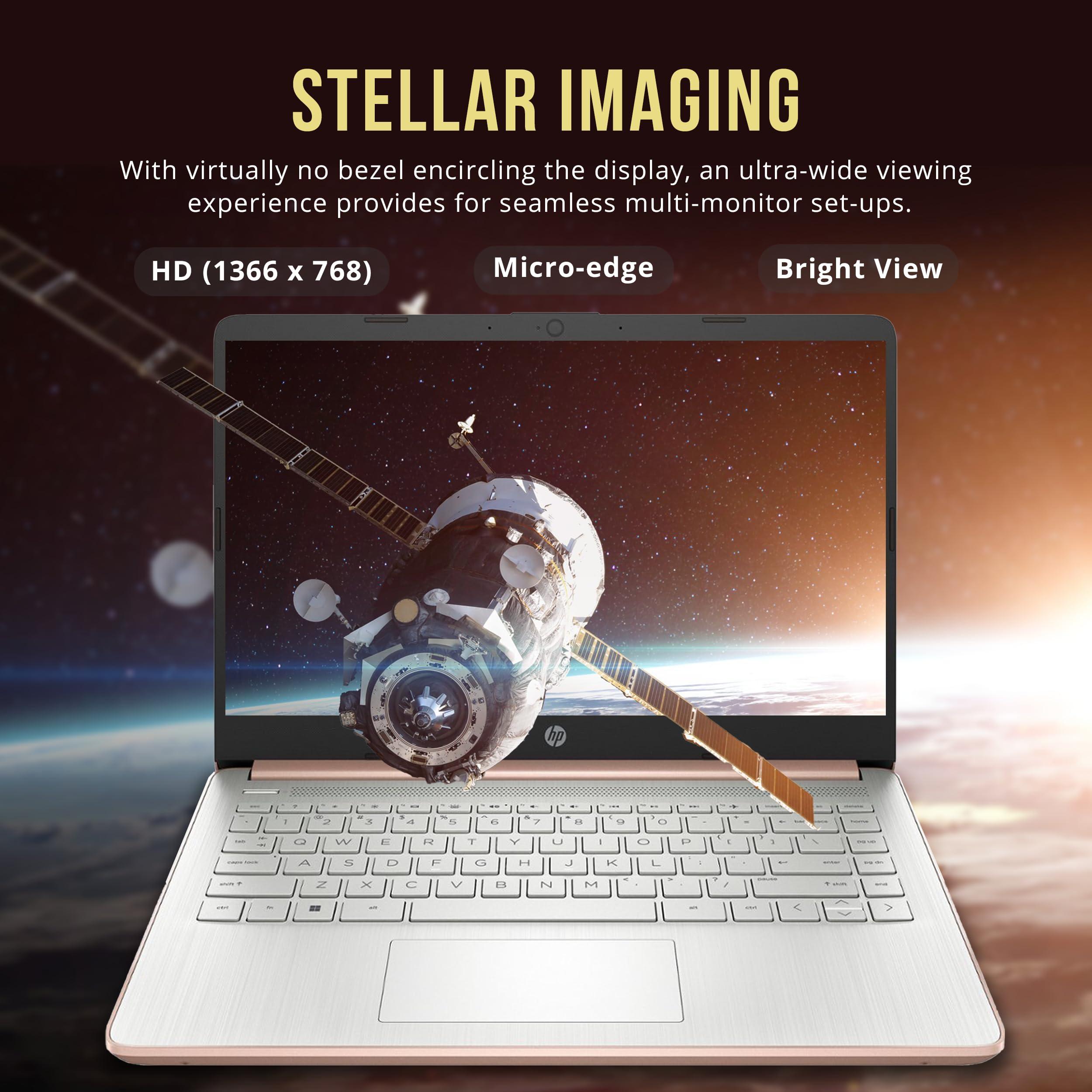 HP Stream 14" HD BrightView Laptop, Intel Celeron N4120, 16GB RAM, 288GB Storage (128GB eMMC + 160GB Docking Station Set), Intel UHD Graphics, 720p Webcam, Wi-Fi, 1 Year Office 365, Win 11 S, Gold - Image 4