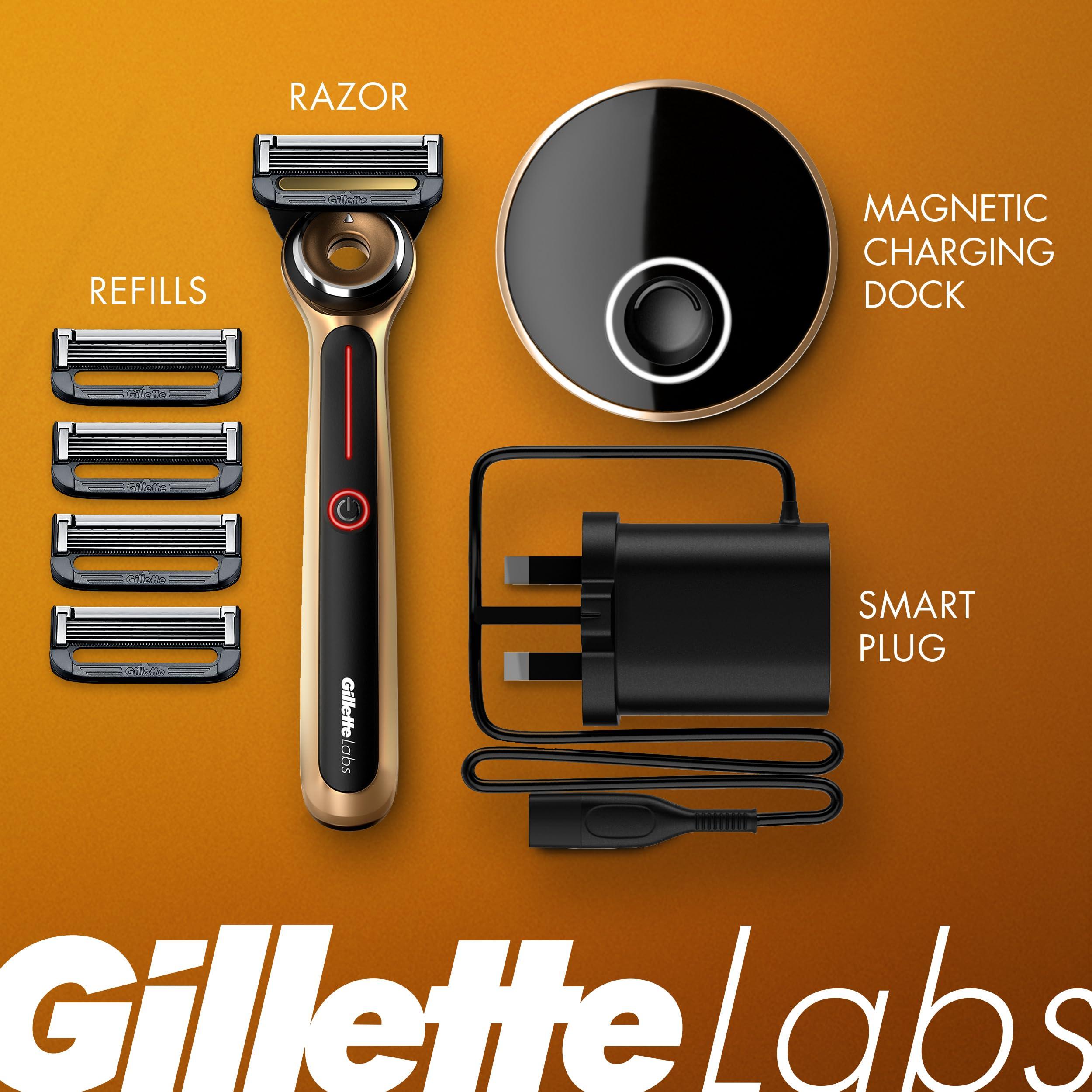Gillette Labs Heated Razor Gold Edition - 1 Handle, 5 Blade Refills, 1 Charging Dock - Image 2
