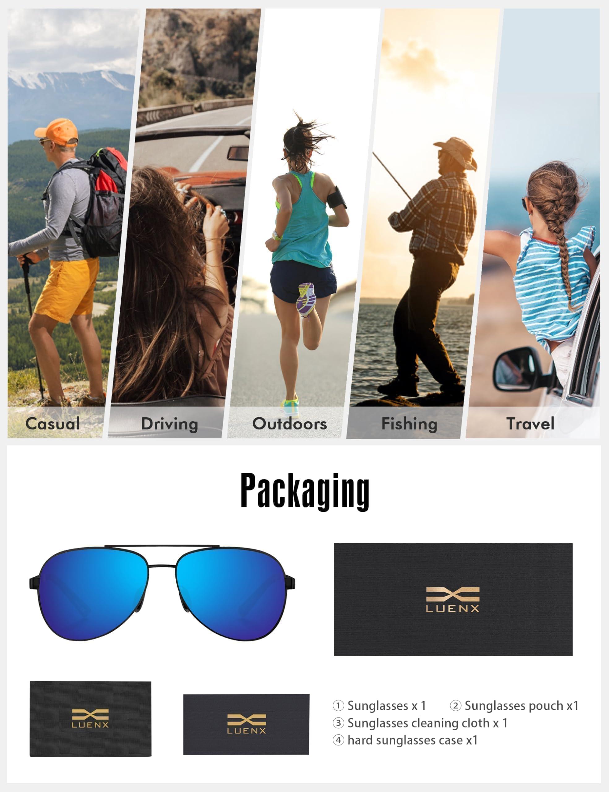 LUENX Aviator Sunglasses for Men Women Polarized - UV400 Protection, Stylish Shades, Driving, Outdoor Activities - Image 6