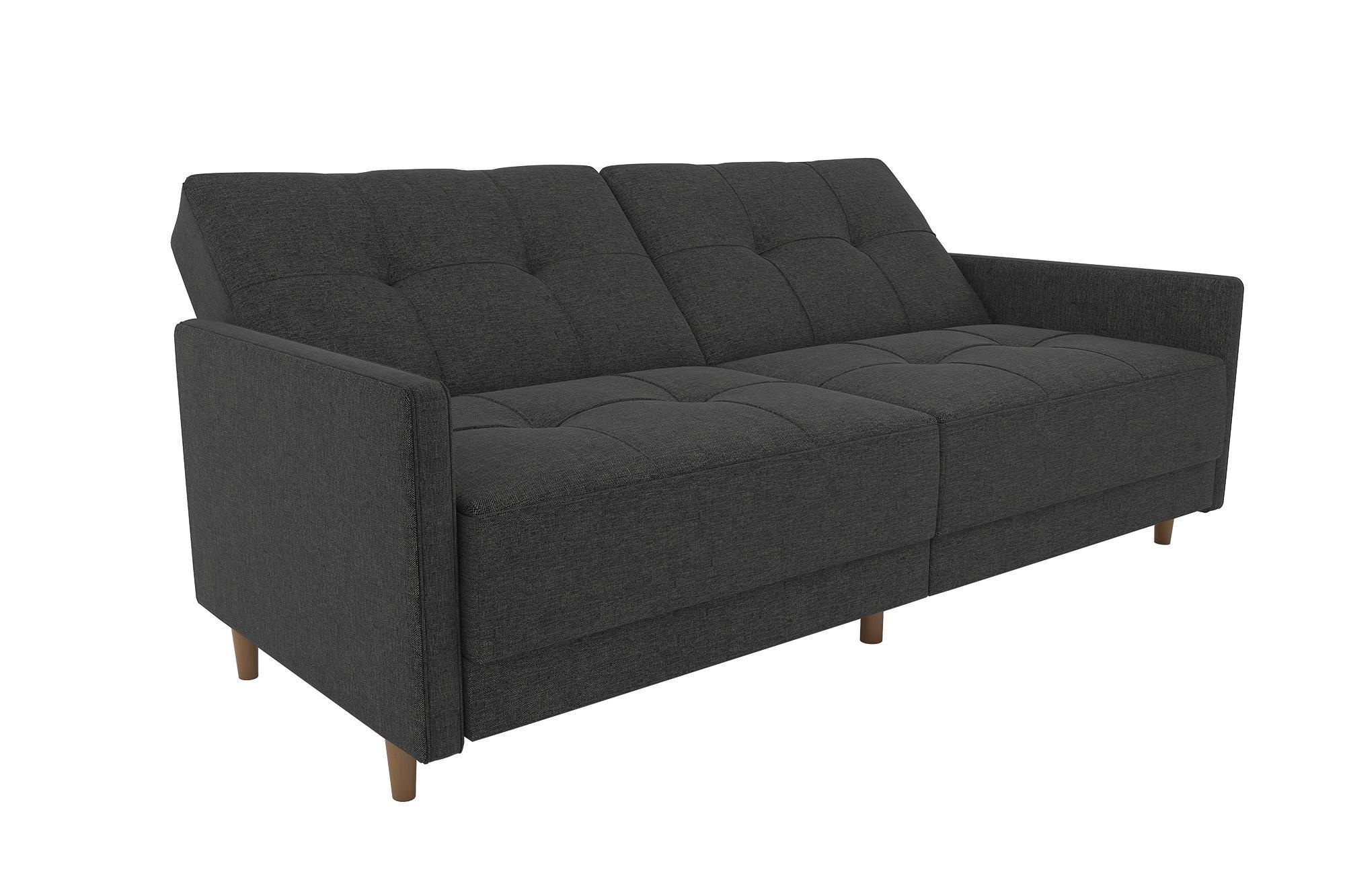 DHP Andora 76 Inch Futon Sofa Bed, Modern Upholstered Couch Sleeper with Button Tufted Back and Seat, Full, Grey - Image 9