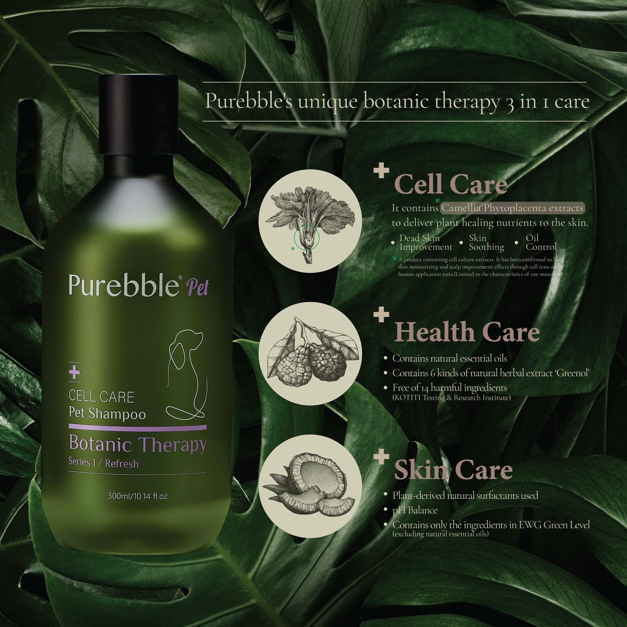 Purebble Pet Shampoo Refresh Purple Botanical Line- for Soft and Shiny Coat and Fur- Cleanses, Conditions, and Detangles, pH- Balancing Formula for Pets, No Artificial Fragrance, 300ml / 10.14 fl oz - Image 3