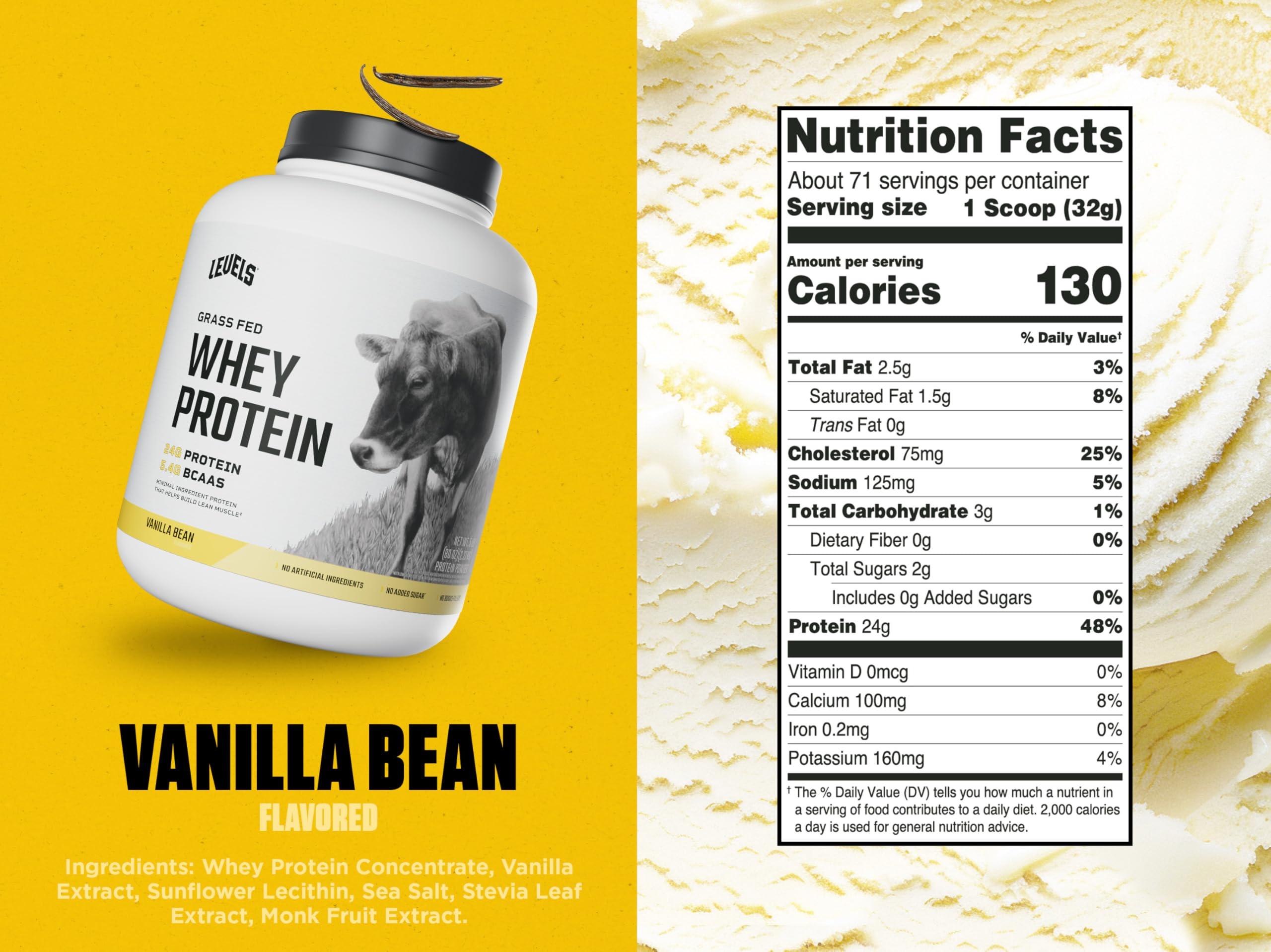 Levels Grass Fed Whey Protein Powder, No Artificials, 24G of Protein, Vanilla Bean, 5LB - Image 3