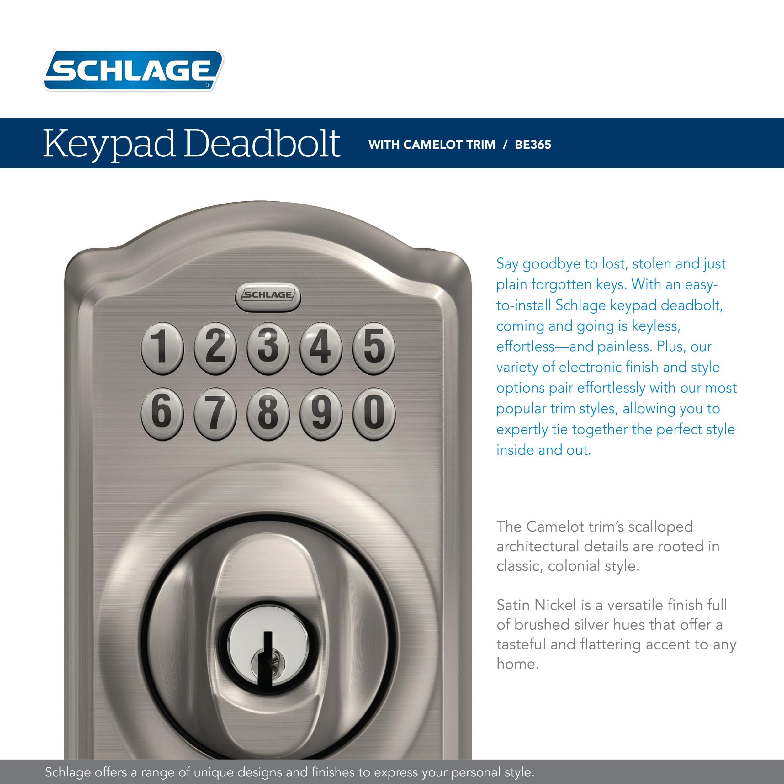 SCHLAGE BE365 CAM 622 Keypad Electronic Deadbolt, Matte Black - Image 5