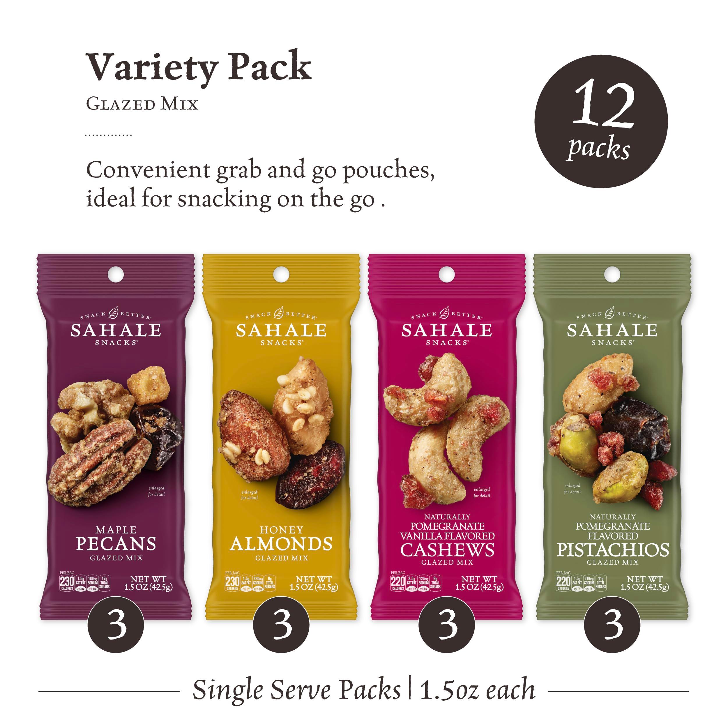 Sahale Snacks Glazed Mix Nut Blend Variety Pack, 1.5 Oz Grab & Go Bags (12 Total Packs) - Four Different Dry-Roasted Deluxe Mixed Nuts Blends Included - Non-GMO Kosher & Certified Gluten-Free Snacks - Image 2