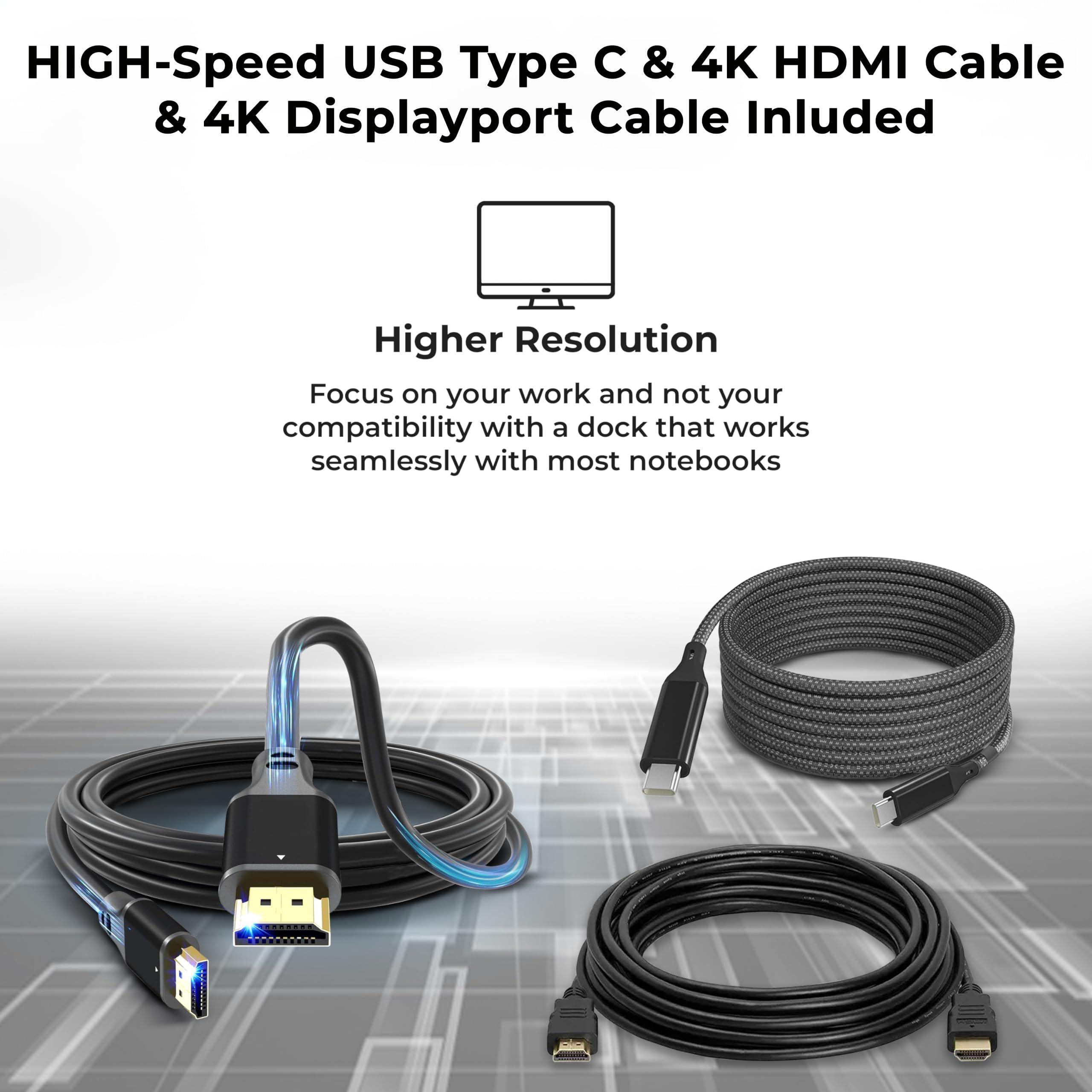 40AY0090US Lenovo Thinkpad Docking Station Dual Monitor Bundle - Supports 4K Display, Thinkpad Dock with AC Adapter + 4K HDMI Cable + 4K DisplayPort Cable + USB C Cable + Microfiber Cloth - Image 6