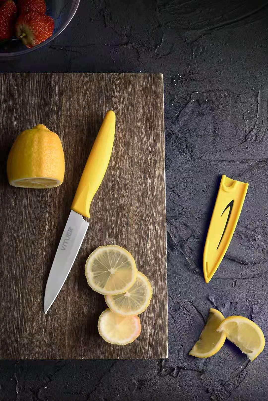 VITUER Paring knife, 4PCS Paring knives (4 Knives and 4 Knife cover), 4 Inch Peeling Knife, Fruit and Vegetable Knife, Ultra Sharp Kitchen Knives, German Steel, PP Plastic Handle - Image 2
