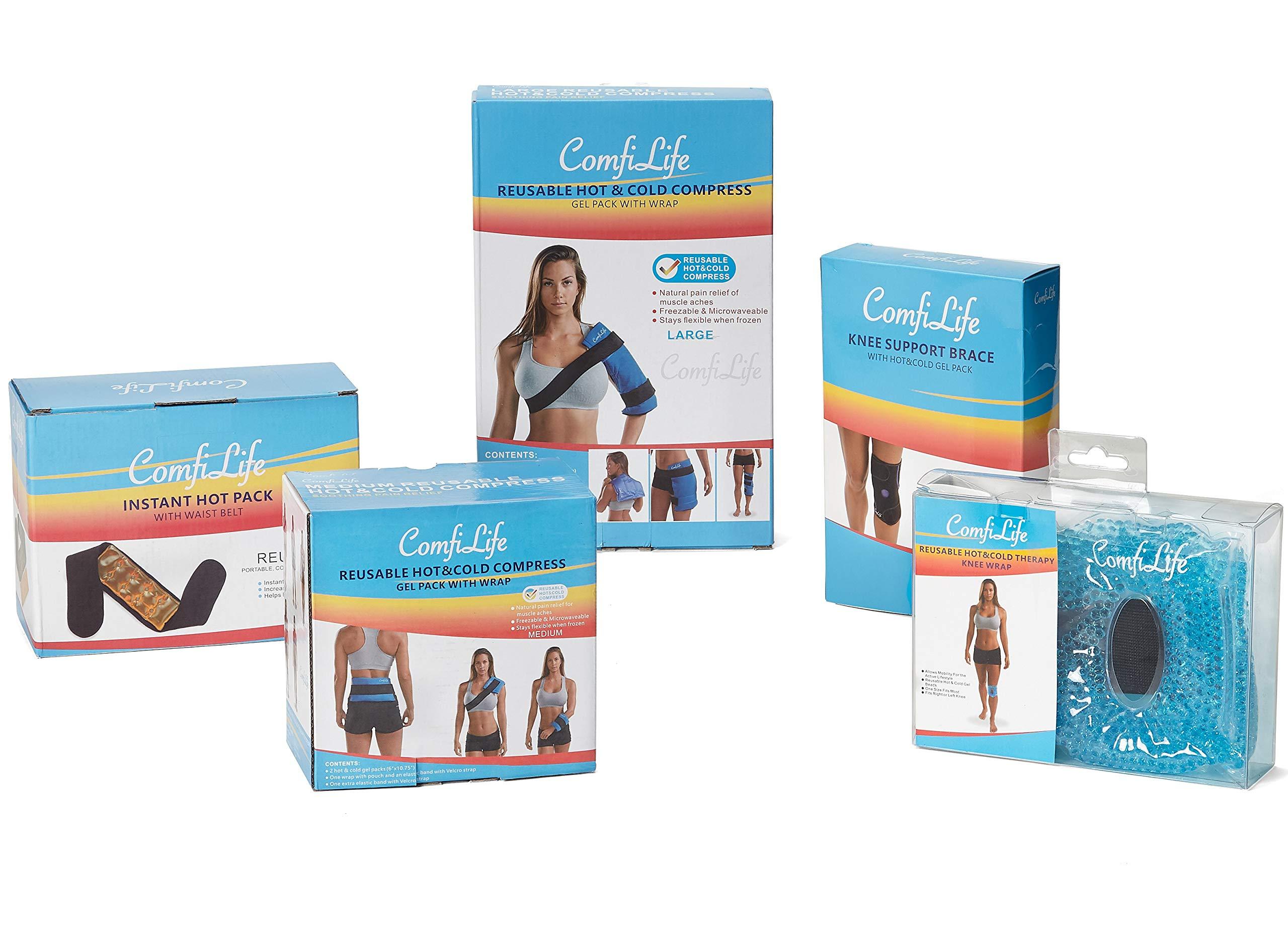ComfiLife Knee Ice Pack with Wrap Reusable Hot & Cold Therapy Gel Pack Adjustable Compression Support for Injuries, Pain, Surgery, Arthritis, Meniscus and More - Image 7