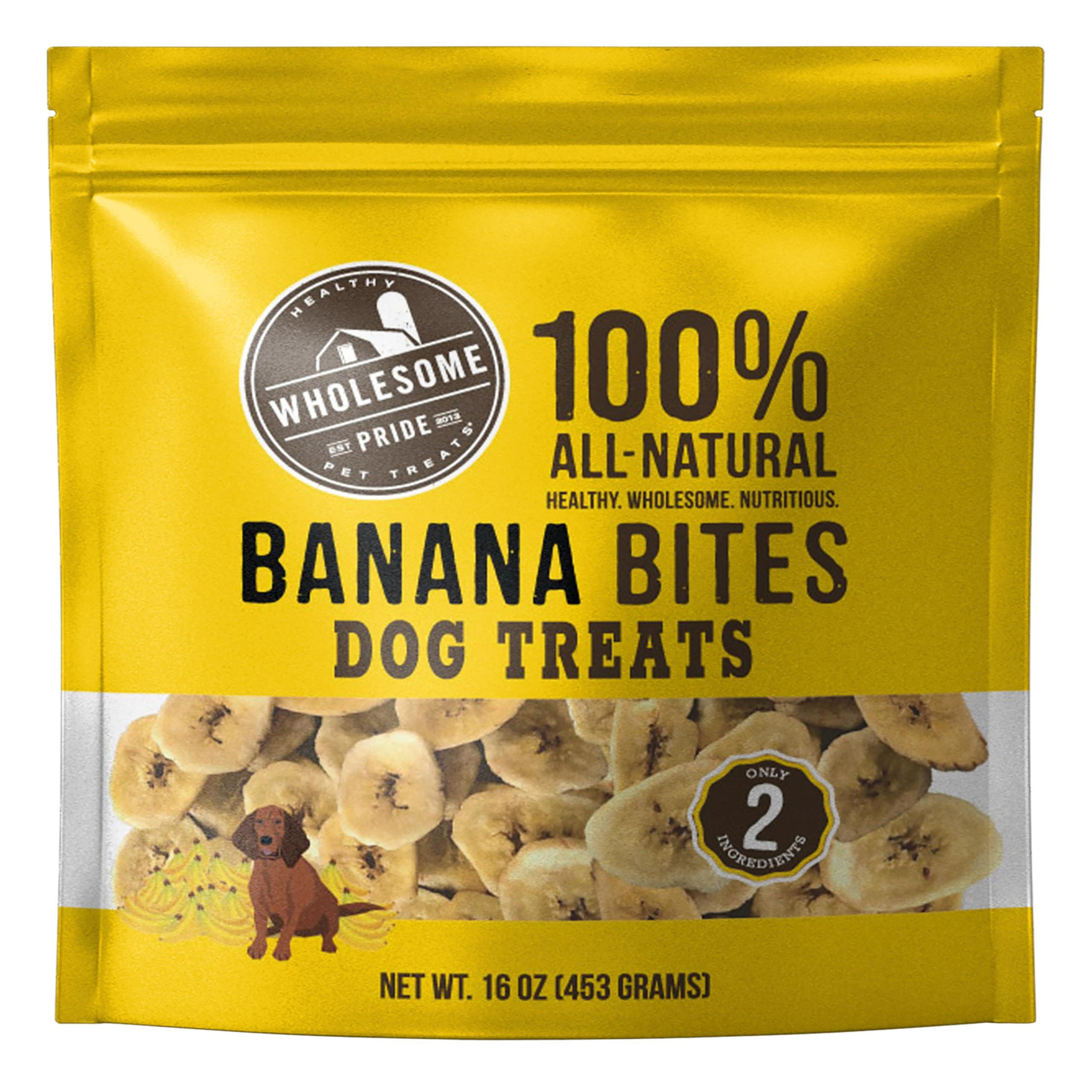 Wholesome Pride Banana Bites Dog Treats, 2 Ingredients – Bananas & Coconut Oil, Grain-Free, 16oz