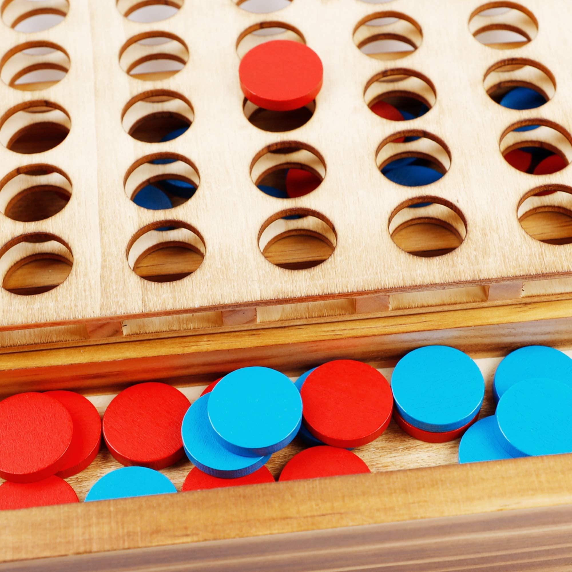 Glintoper Tic Tac Toe & 4 in a Row Table Games Set - Rustic Decor Wood Strategy Board Games for Families - Image 7