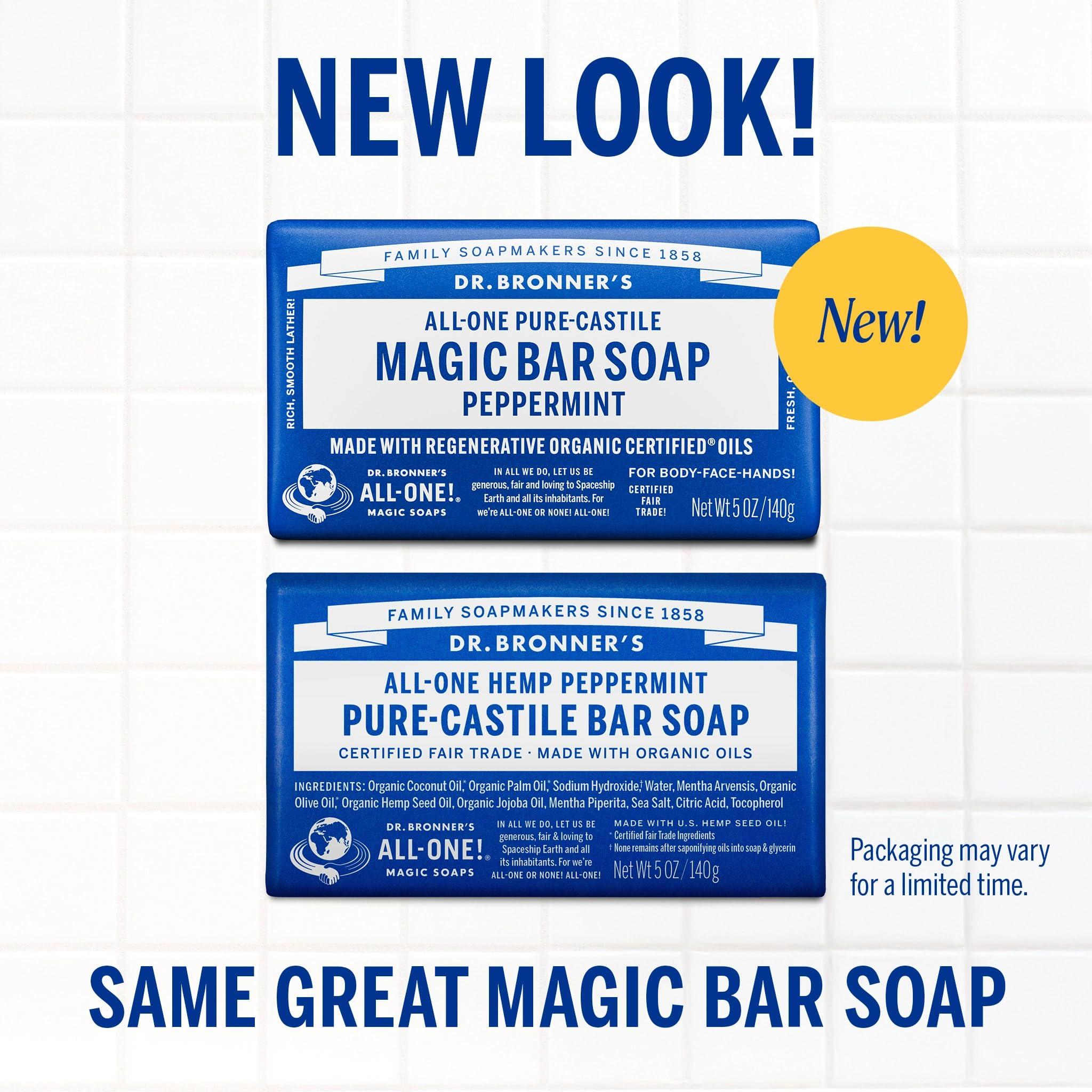 Dr. Bronner's Pure-Castile Magic Bar Soaps (5 Ounce Variety Gift Pack) Almond, Unscented, Lavender, Peppermint, Citrus, Rose - Made with Regenerative Organic Certified Oils, Vegan, BIodegradable - Image 2