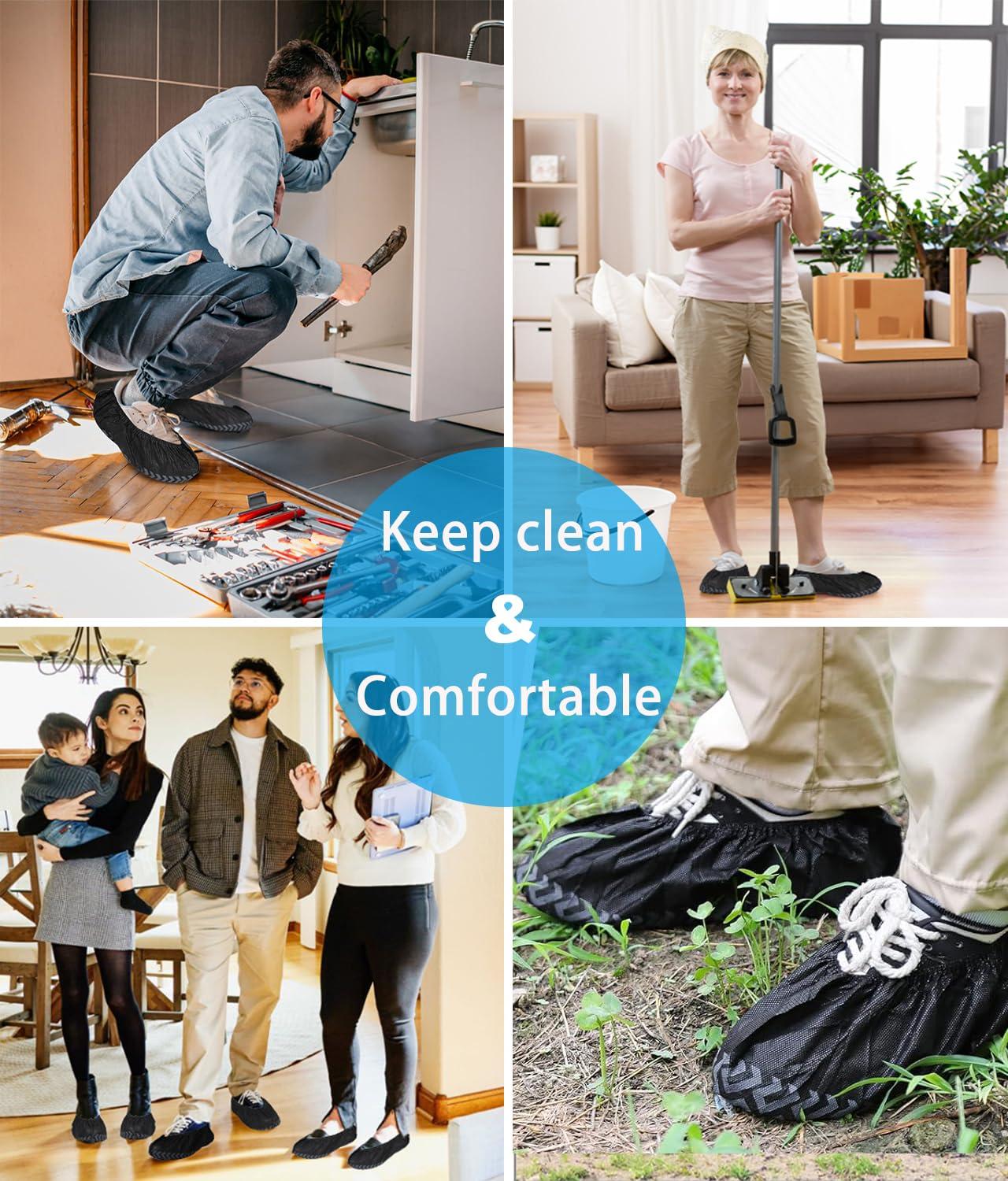 100 Pack Shoe Covers Disposable Shoe Booties With High Quality,Thick, Durable, Breathable, Non-Slip, Recyclable Non Woven Stretchable Boot Covers,Shoe and floor Protector,Fits Virtually Most Shoes - Image 7