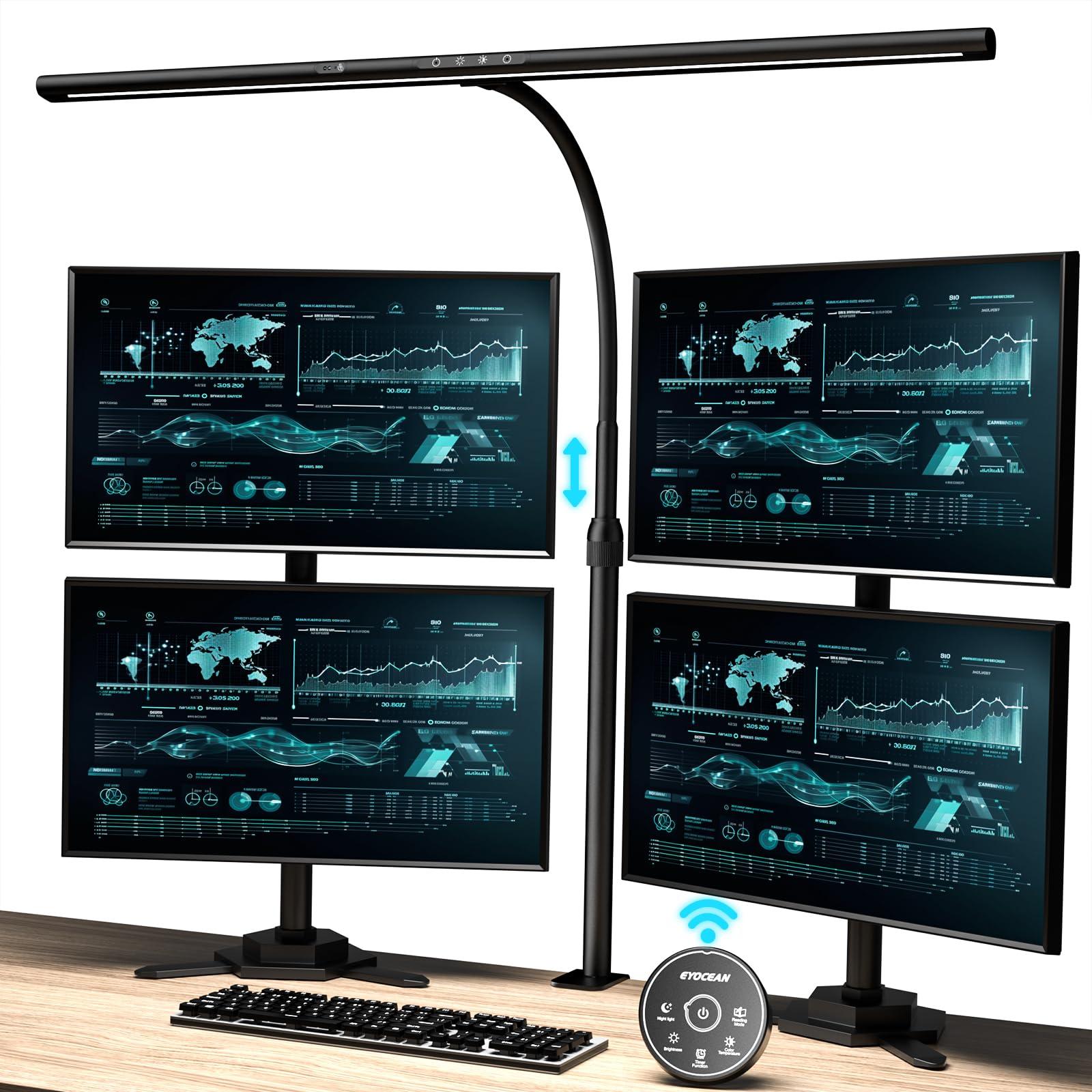 EYOCEAN Desk Lamp, 31.5" Wide 24W for Home Office,Gesture Sensing Control Desk Light, Dimmable & Color Temperature, Eye-Caring Office Lamp, Brightest Architect Light for Screen/Workbench