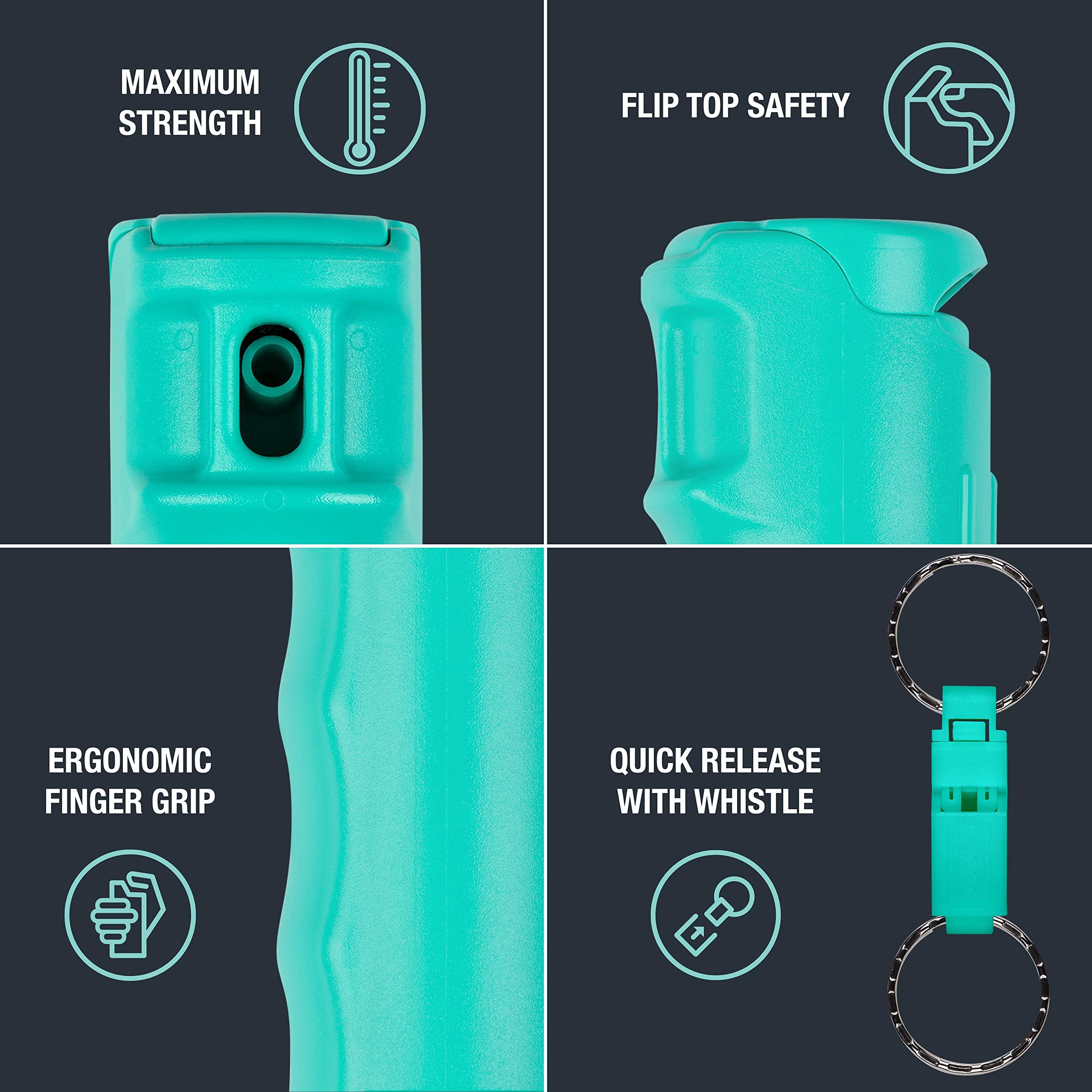 SABRE 2-in-1 Pepper Gel with Detachable Safety Whistle Keychain, 25 Bursts, Can Be Heard Up To 750 Feet (229 Meters), UV Marking Dye, Ergonomic Finger Grip, Fast Flip Top Safety - Image 3