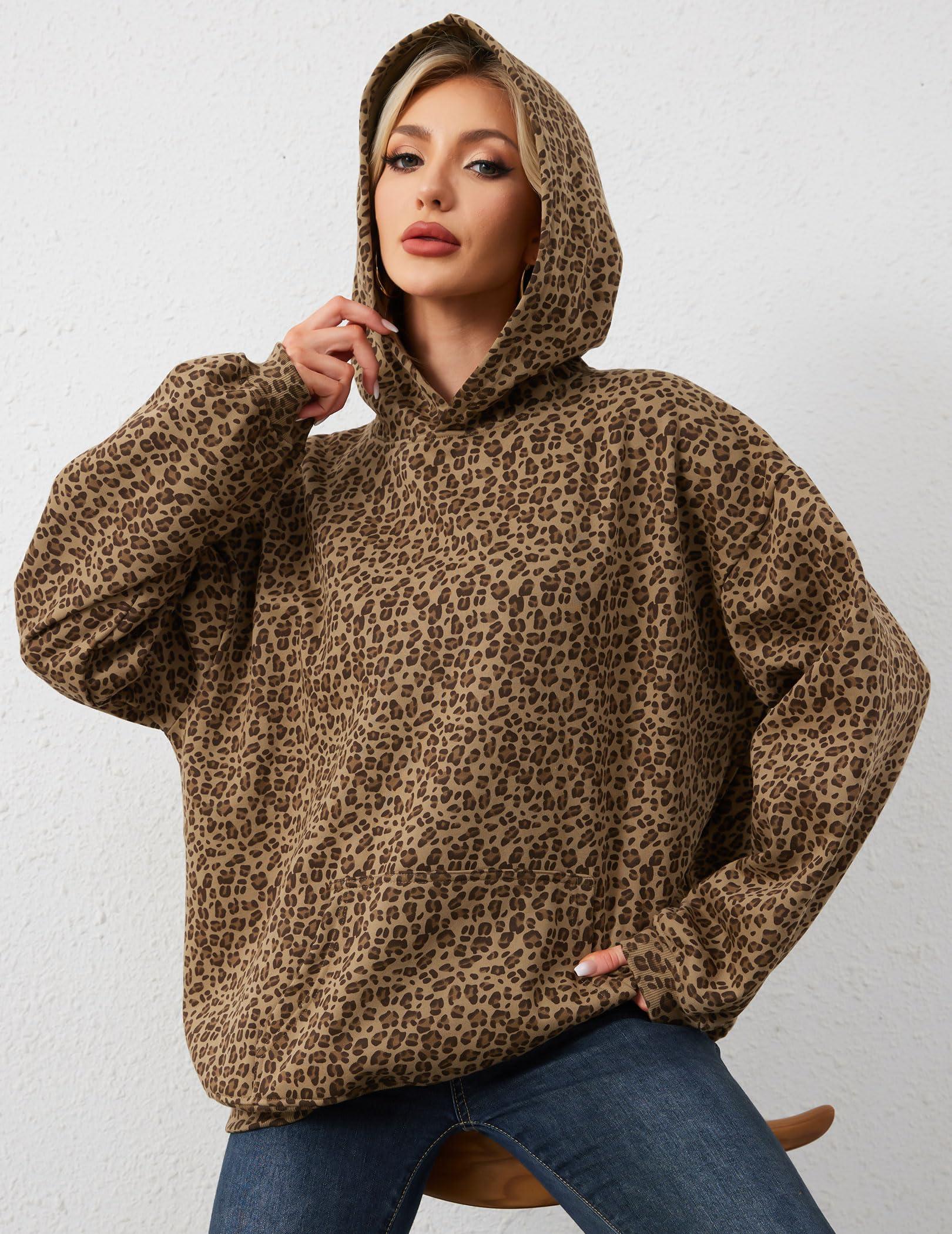 Eutten Womens Camo Hoodies Maple Leaf Print Oversized Hooded Sweatshirt Fleece Pullover Sweatshirts Long Sleeve with Pocket - Image 6