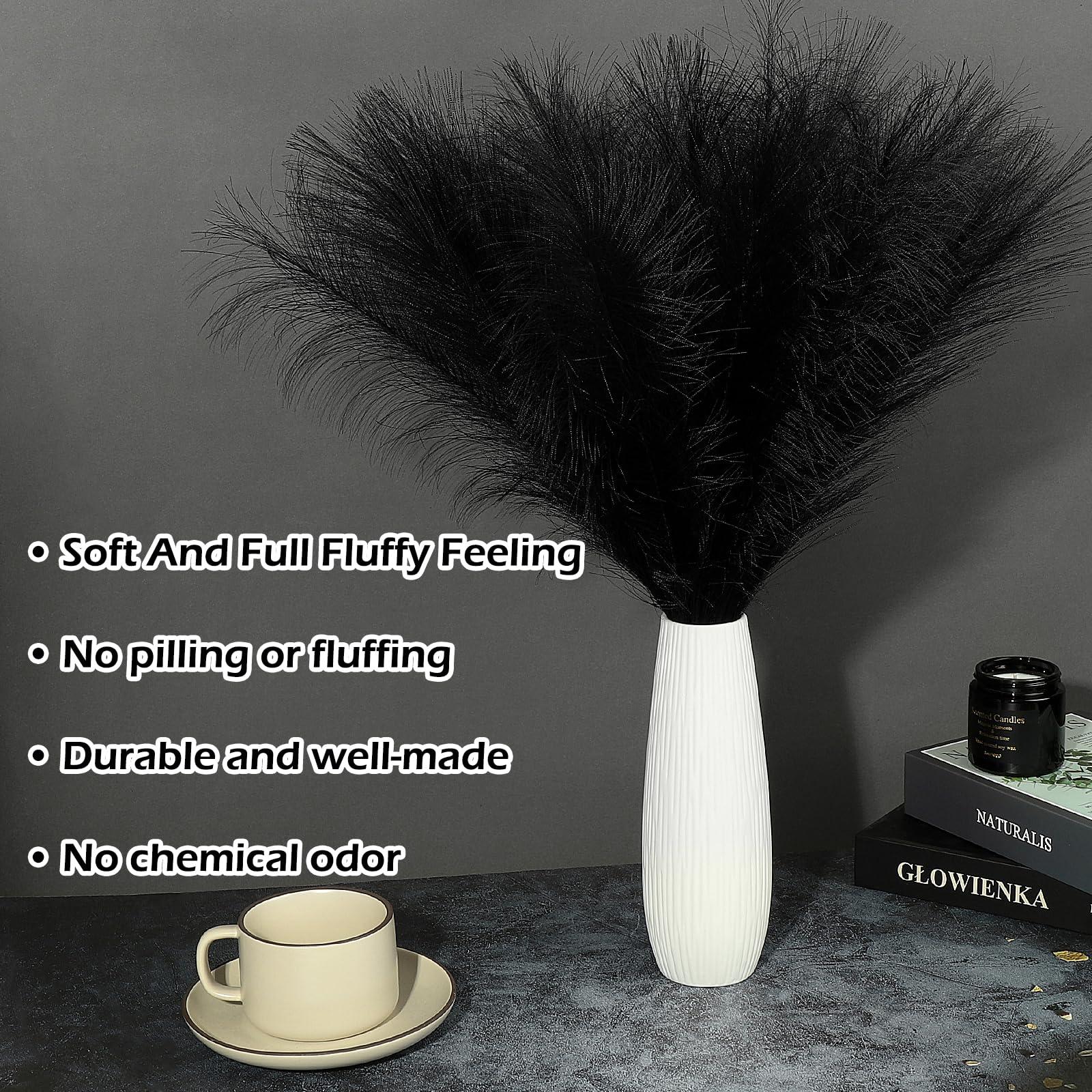 SeptCat 30 Pcs Pampas Grass Black Decor 21.7" Fluffy Faux Short Pampas Grass Artificial Small Pompas Grass Flower Vase Filler for Home Wedding Living Room Wall Party Decoration - Image 3