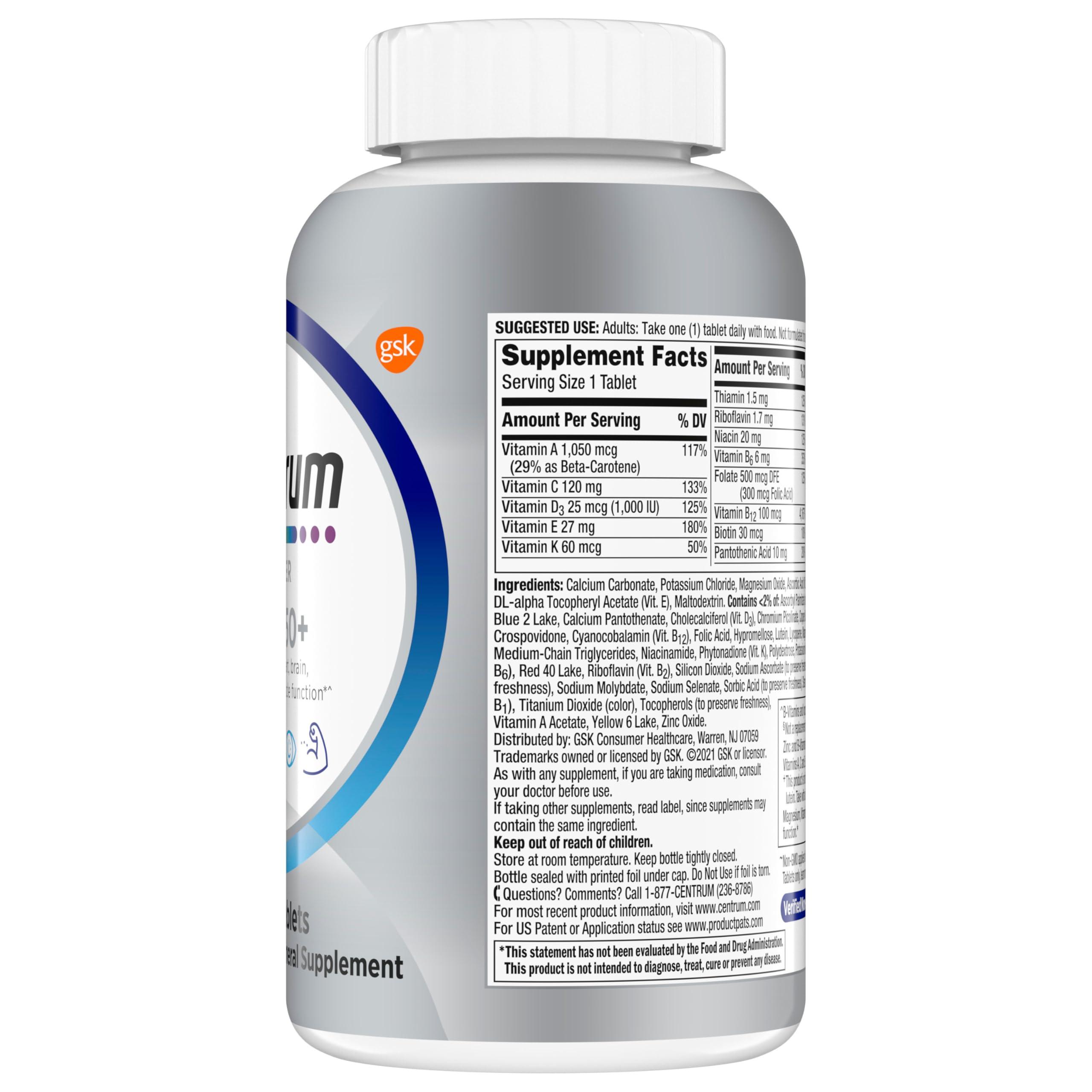 Centrum Silver Men's 50+ Multivitamin with Vitamin D3, B-Vitamins, Zinc for Memory and Cognition - 200 Tablets - Image 16