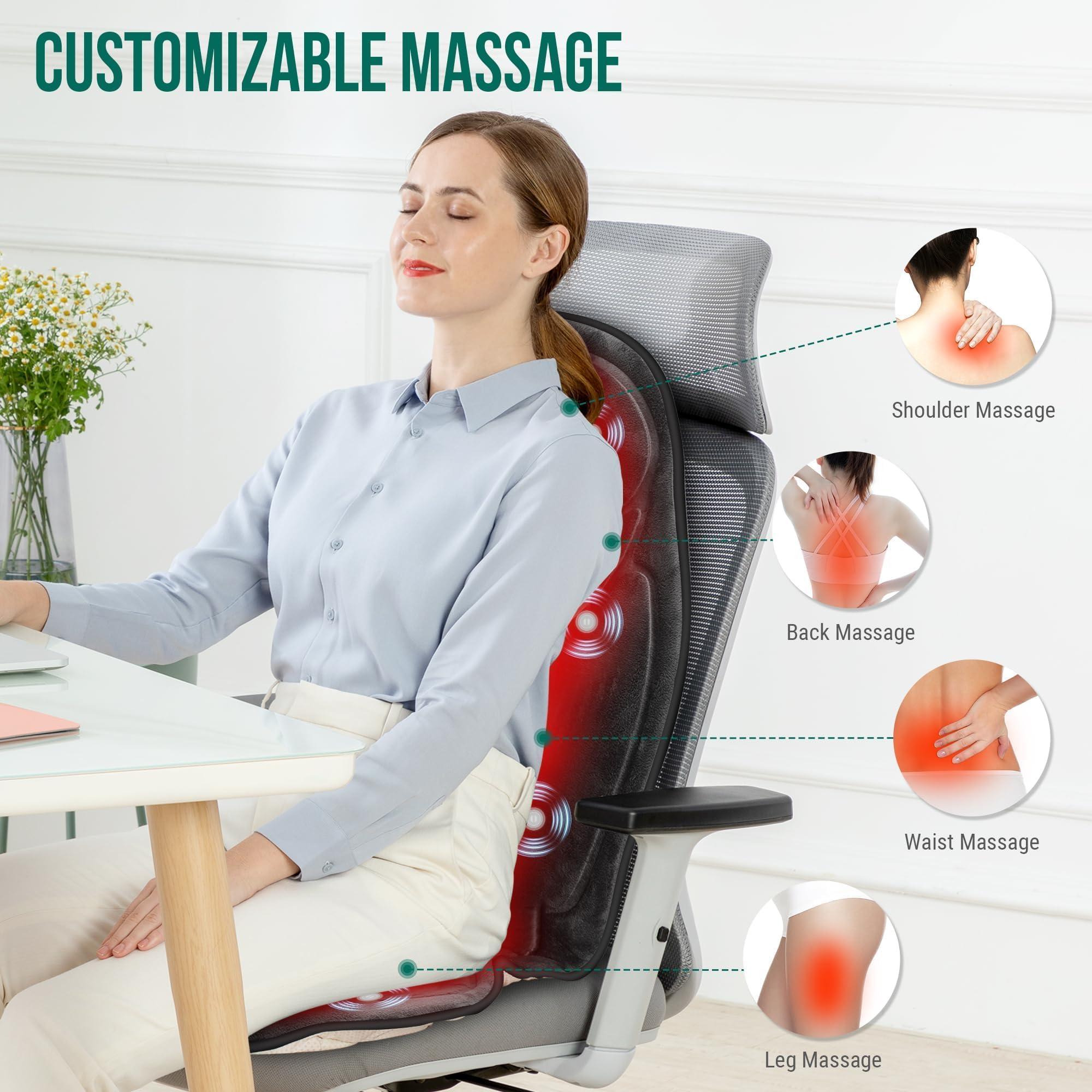 Snailax Vibration Back Massager with Heat, Massage Seat Cushion with 6 Vibrating Motors and 2 Heat Levels, Massage Chair Pad for Home Office use, Gifts for Him Her - Image 3