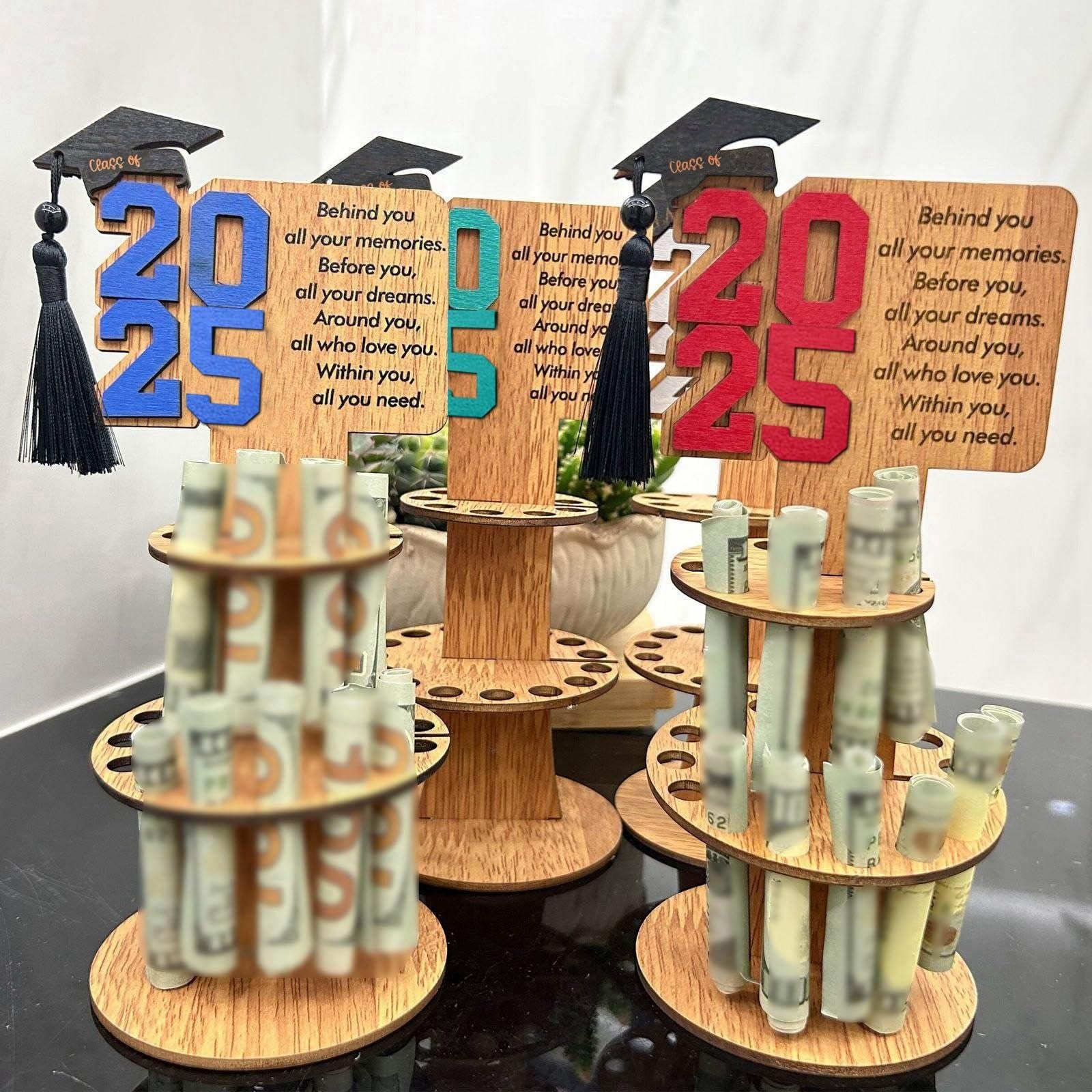 2025 Graduation Gifts - 2 Tier Graduation Cake Filled with Cash Money - Graduation Ornaments Funny Decorations Class Party Supplies Money Gift Ideas for Boys Girls High School College (1 Pcs) - Image 4