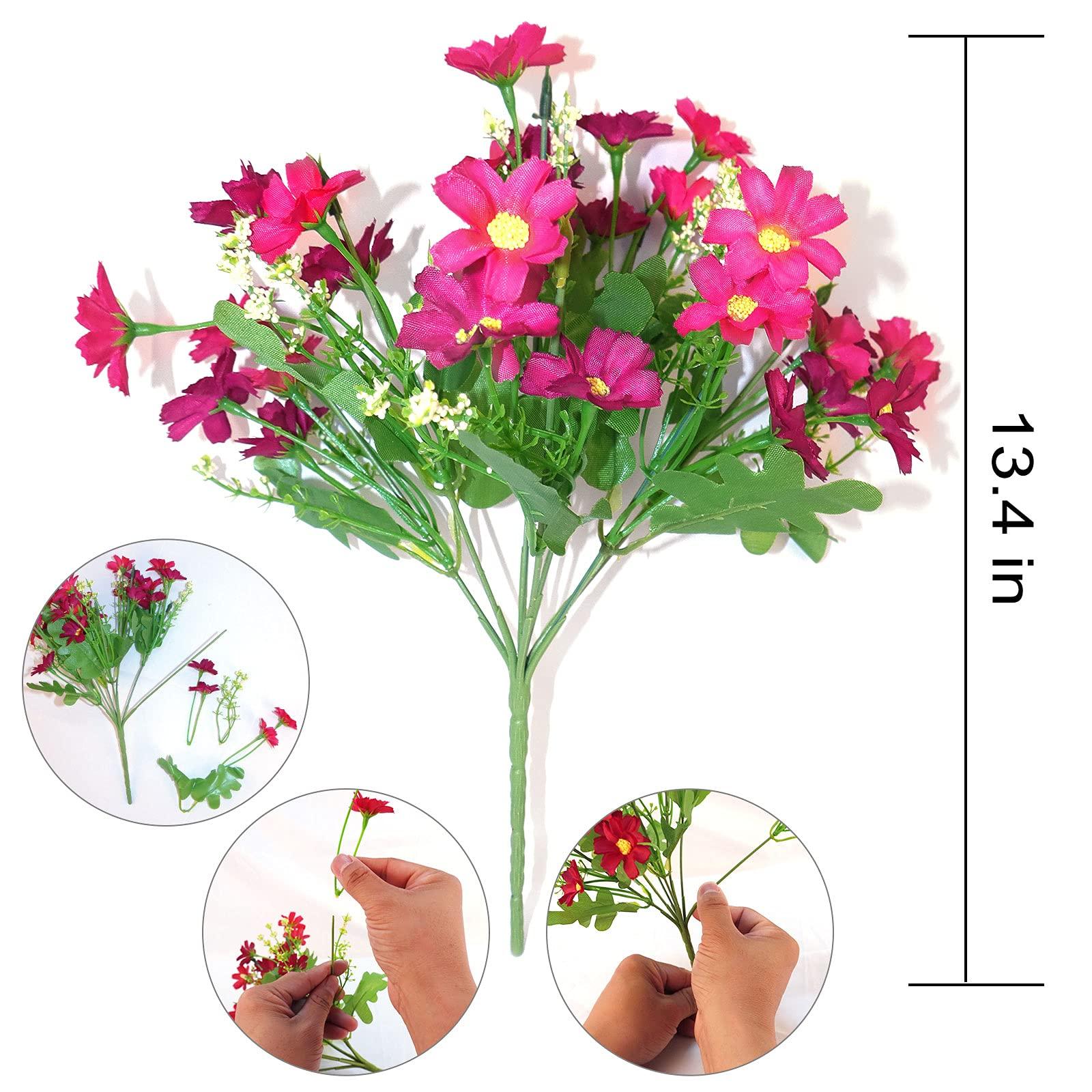 12 Bundles Artificial Fake Flowers for Outdoor Decoration,Shyshining UV Resistant Faux Plastic Fabric Greenery Shrubs Plants Fake Flowers Hanging Planter Kitchen Home Garden Wedding Decor(Six Colors) - Image 2
