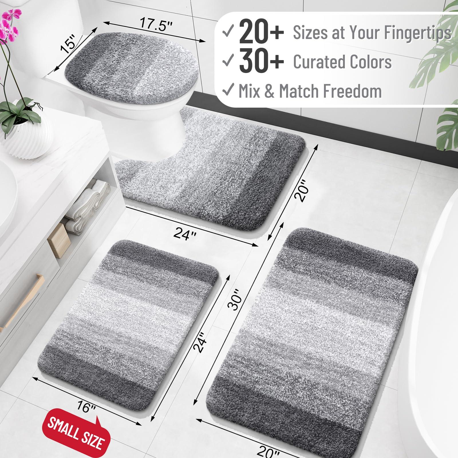 OLANLY Bathroom Rugs Mat 30x20, Extra Soft Absorbent Microfiber Bath Rugs, Rubber Backing, Quick Dry, Machine Washable Bath Mats for Bathroom Floor, Tub and Shower, Home Decor Accessories, Grey - Image 2
