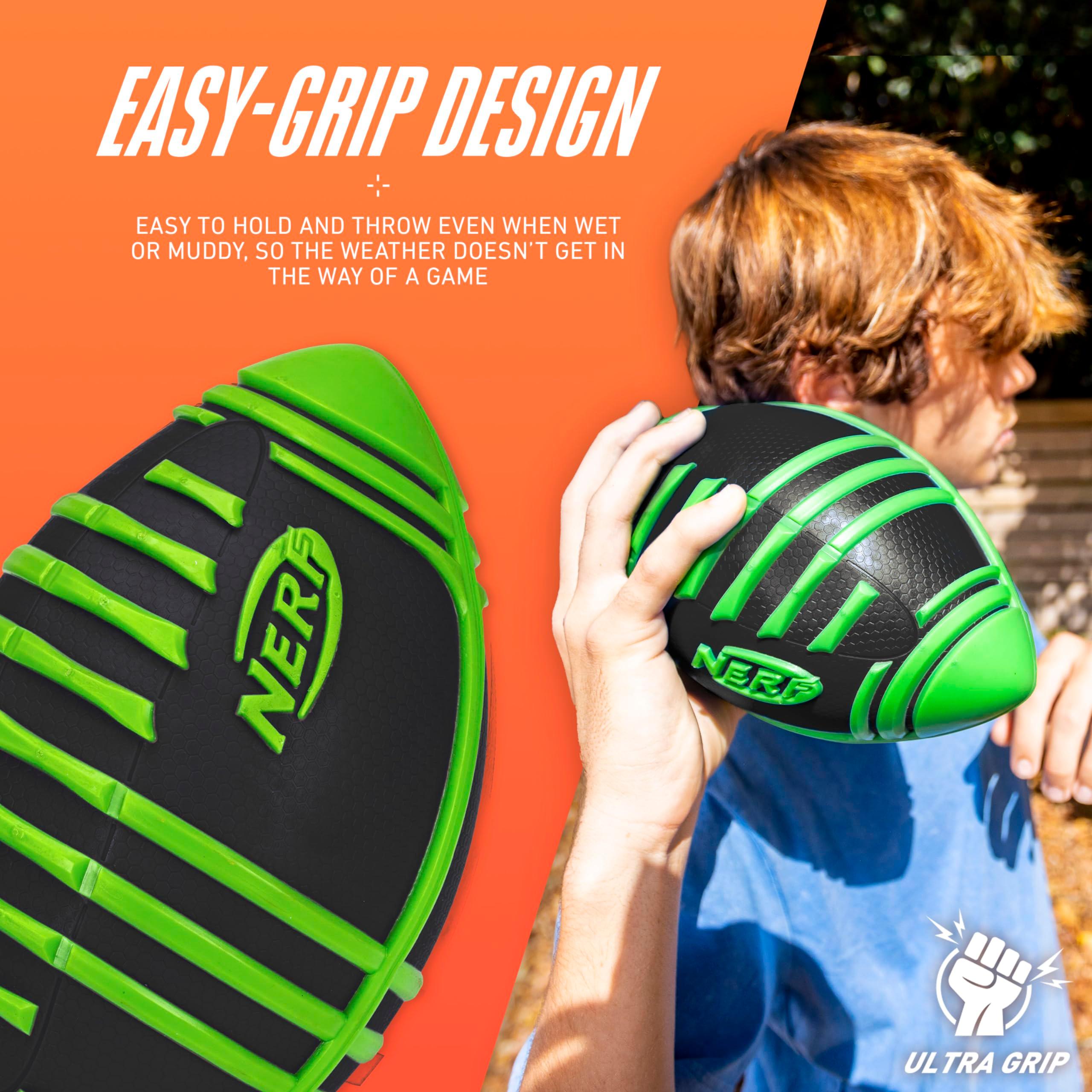 Nerf Weather Blitz Foam Football for All-Weather Play - Easy-to-Hold Grips – Great for Indoor and Outdoor Games - Green - Image 3