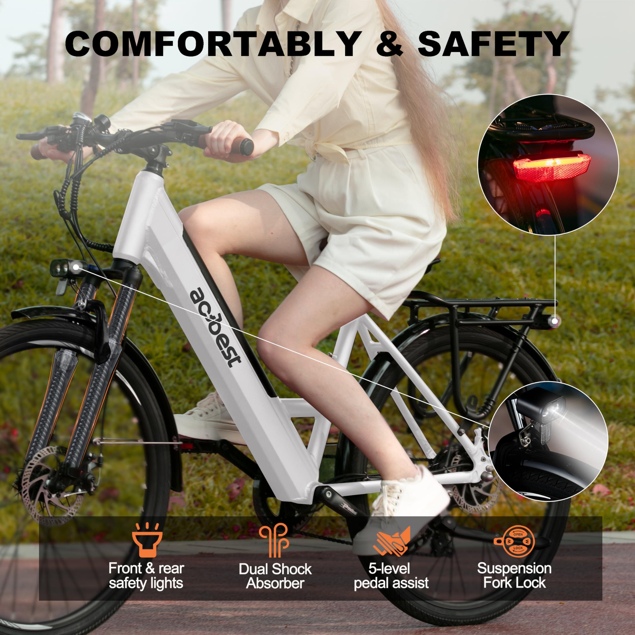ACTBEST Core Electric Bike for Adults - 468Wh Removable Battery, 26 inch Step Thru Electric Bicycle, Peak 750W Brushless Motor Cityrun Ebike, with 7 Speed, Up to 50 Miles, E-Bikes - Image 5