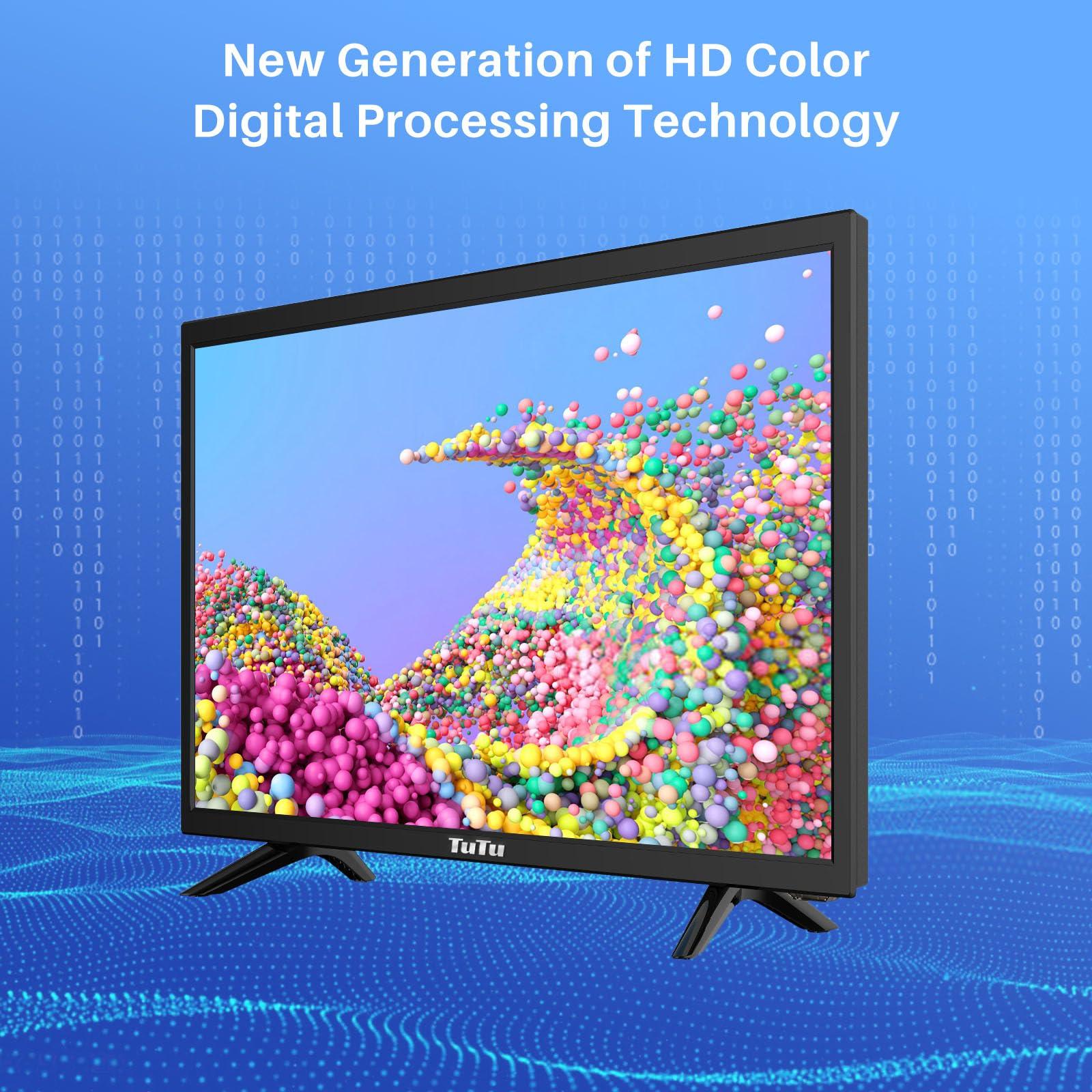 TuTu 22-inch LED TV, 1080P FHD Flat-Screen TV with Dolby Audio with HDMI, USB, VGA, RCA, Non-Smart TV or Monitor for Room, Kitchen, Office, or RV Camper - Image 3