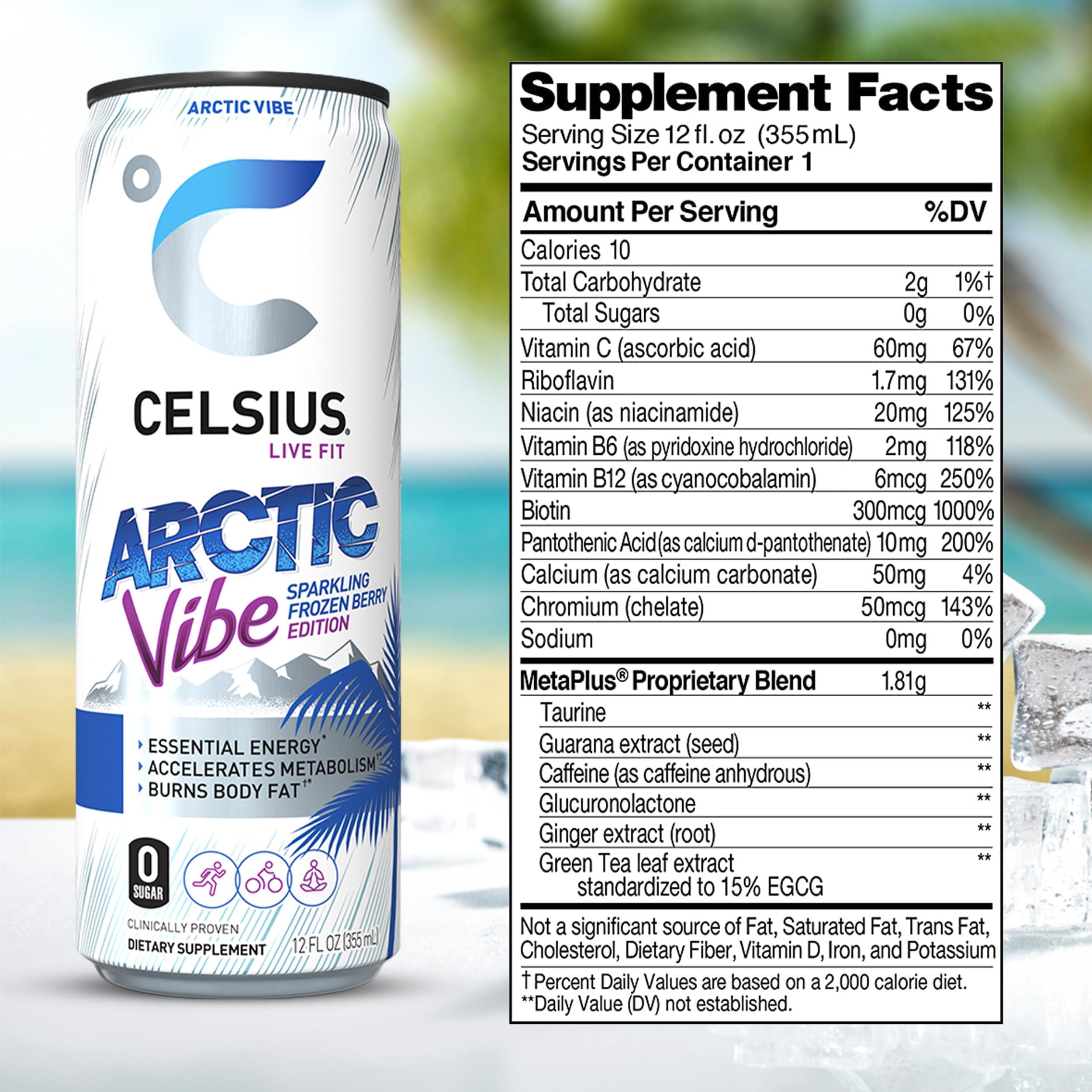 Celsius Sparkling Essential Energy Drink No Sugar or Preservatives 12 fl oz, Slim Cans Assorted Variety 12 Pack, in The Award Box Packaging Combo Box - Image 7
