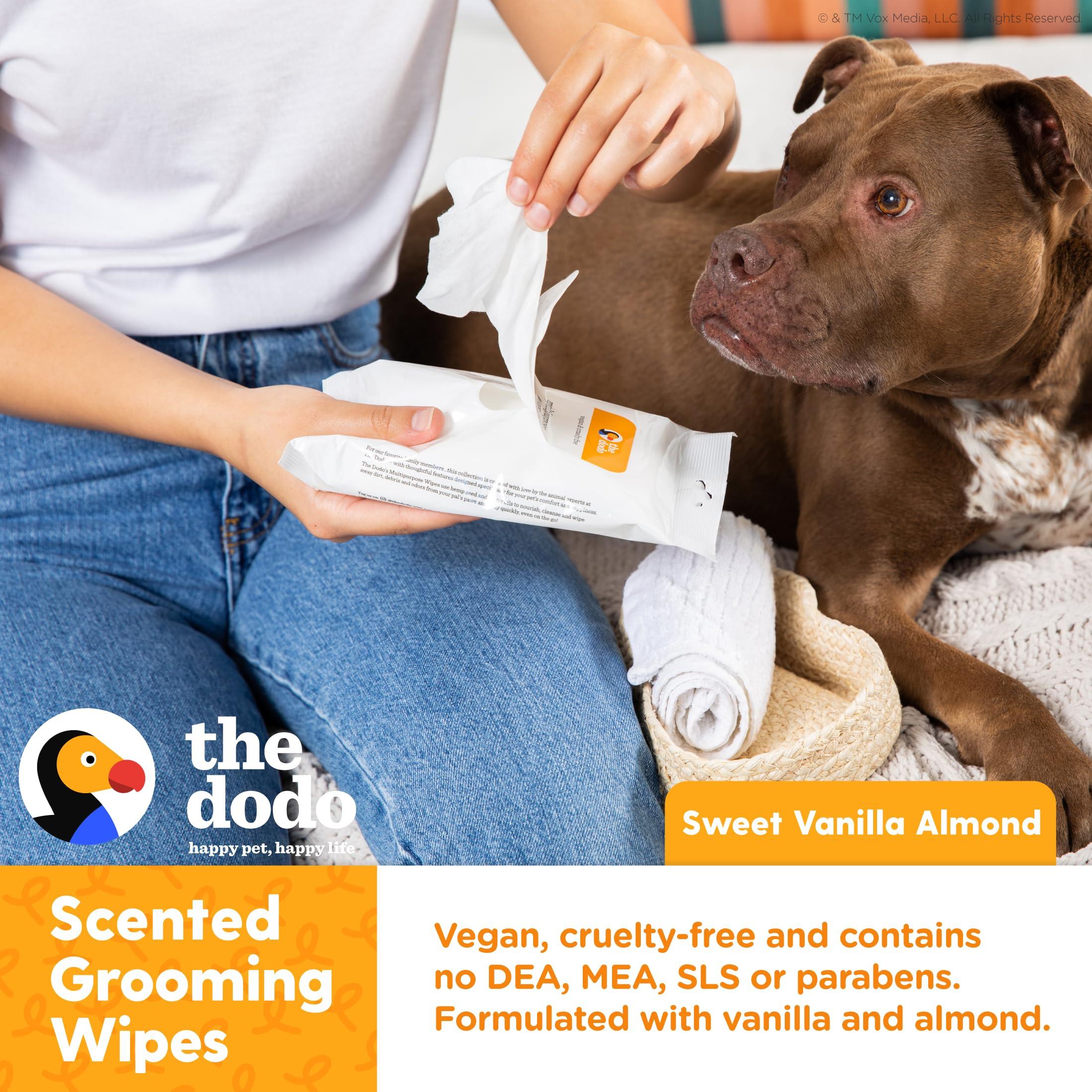 The Dodo Multipurpose Wipes for Dogs, Sweet Vanilla Almond with Hemp Seed and Castor Oil; Easy Wipes for Dogs, Waterless Grooming Supplies - Image 3