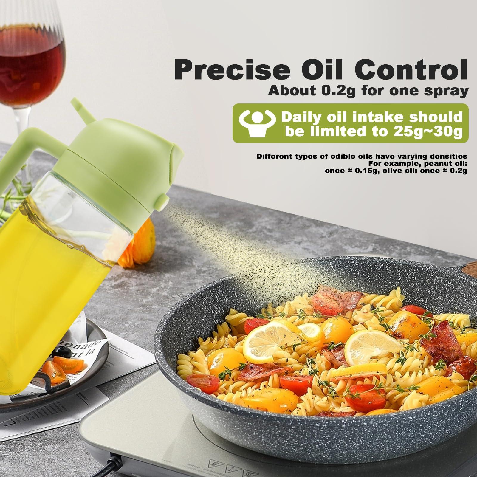 Miruchertter Glass Olive Oil Dispenser Bottle 2 in 1 Oil Dispenser and Oil Sprayer with Pourer Food-grade Oil Dispenser for Kitchen Cooking Oil Sprayer for Barbecue, Salad, Frying (Green, 16oz/470ml) - Image 6