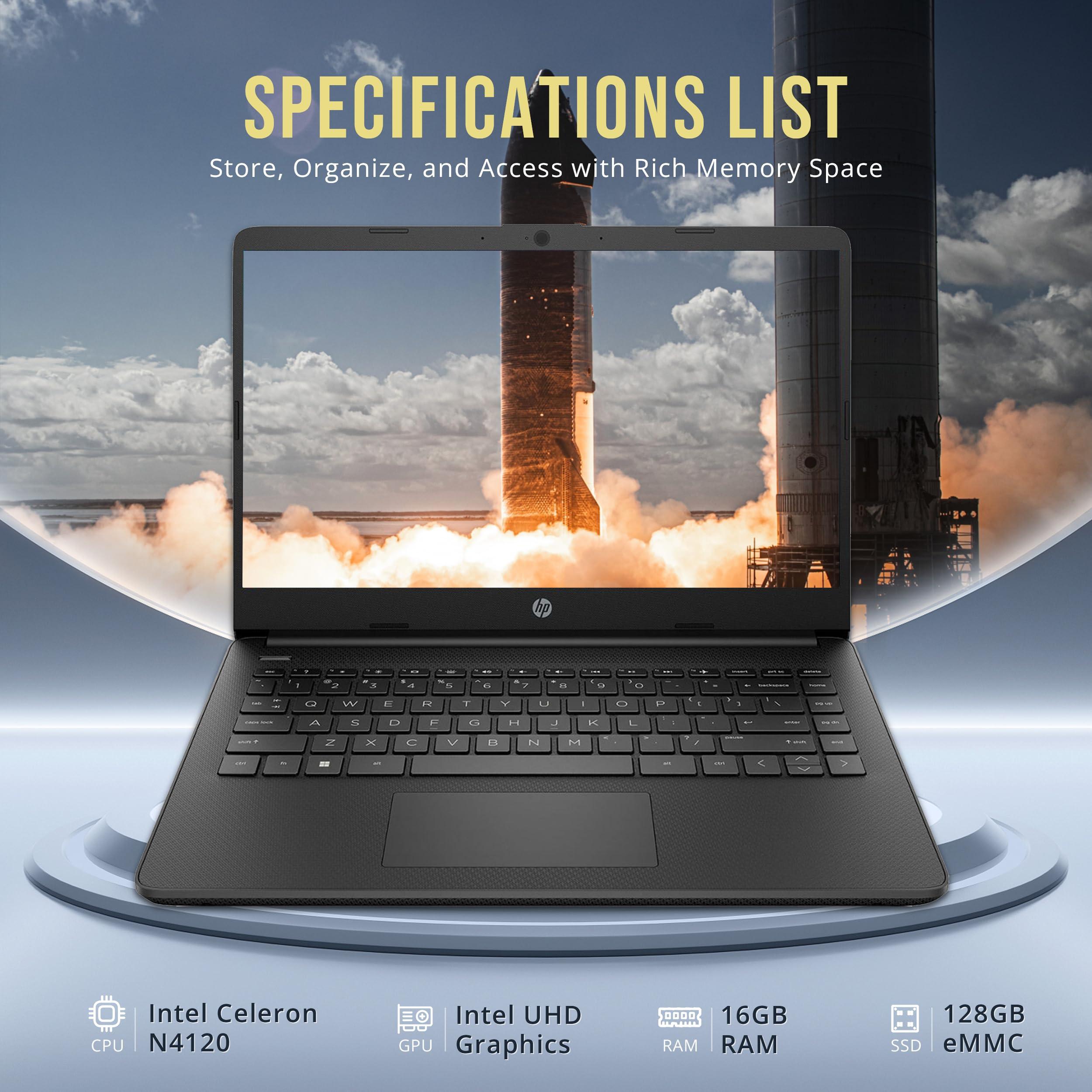 HP Stream 14" HD BrightView Laptop, Intel Celeron N4120, 16GB RAM, 288GB Storage (128GB eMMC + 160GB Docking Station Set), Intel UHD Graphics, 720p Webcam, Wi-Fi, 1 Year Office 365, Win 11 S, Black - Image 3