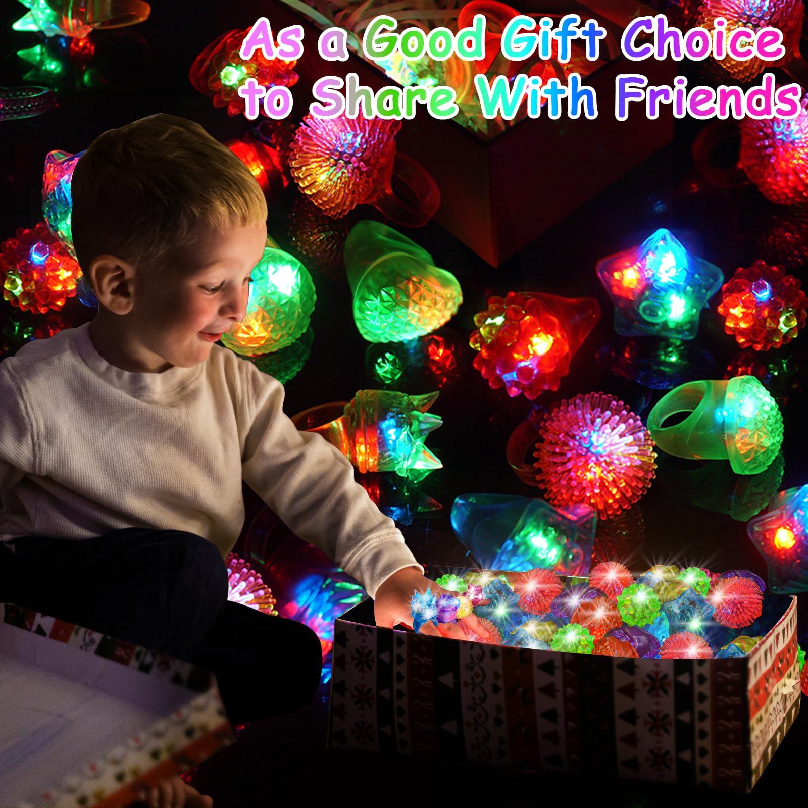 OLUPP 200 Pack LED Light Up Rings, Glow in the Dark Party Supplies, 6 Style Flashing Glow in the Dark Rings for Adults & Kids Birthday Party Favors,Classroom Prizes,Concert,Goodie Bag Fillers, Raves - Image 3
