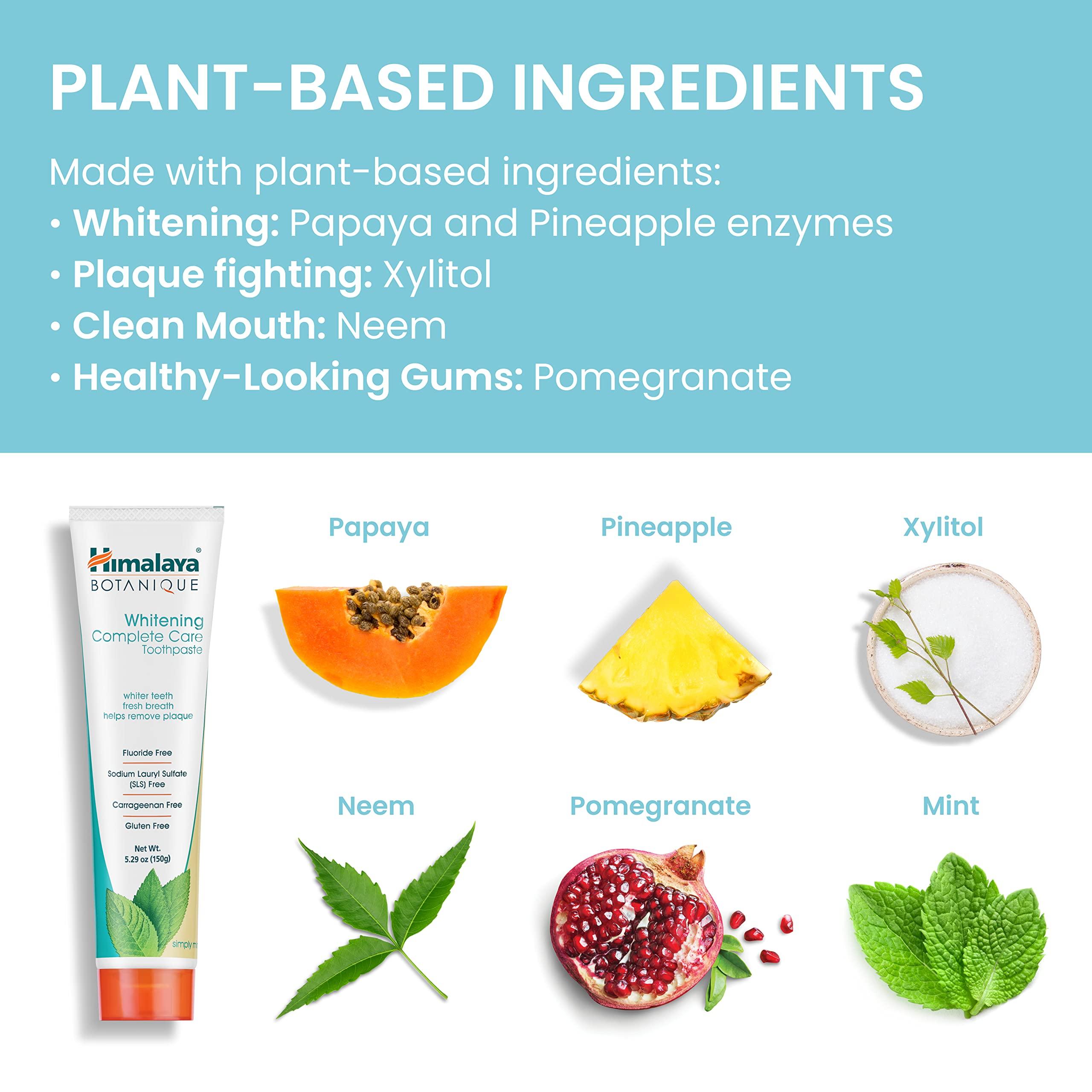 Himalaya Botanique Whitening Complete Care Toothpaste, Teeth Whitening, Fights Plaque, Fluoride Free, No Artificial Flavors, SLS Free, Cruelty Free, Foaming, Simply Mint Flavor, 5.29 Oz, 2 Pack - Image 7