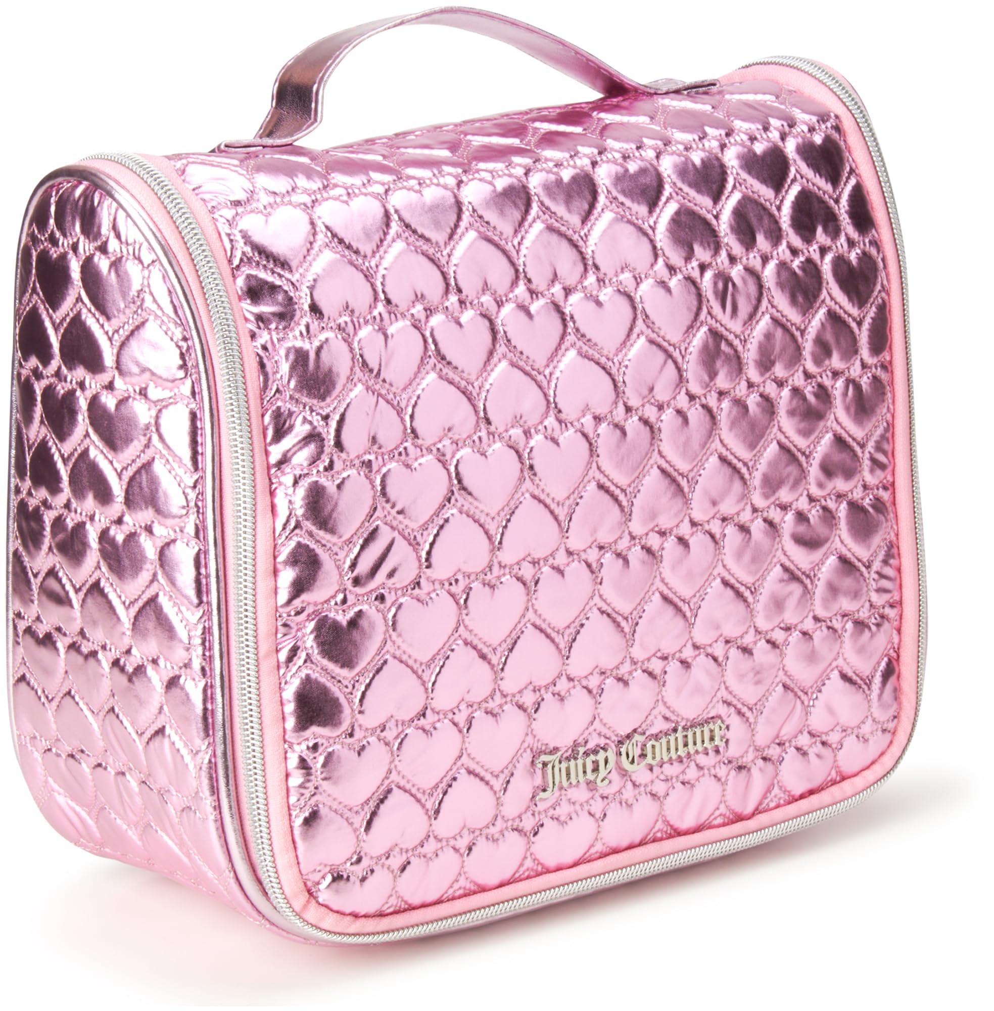 Juicy Couture Women's Cosmetics Bag - Hanging Travel Makeup and Toiletries Kit - Makeup Accessories Organizer Case with Hook, Size One Size, Pink