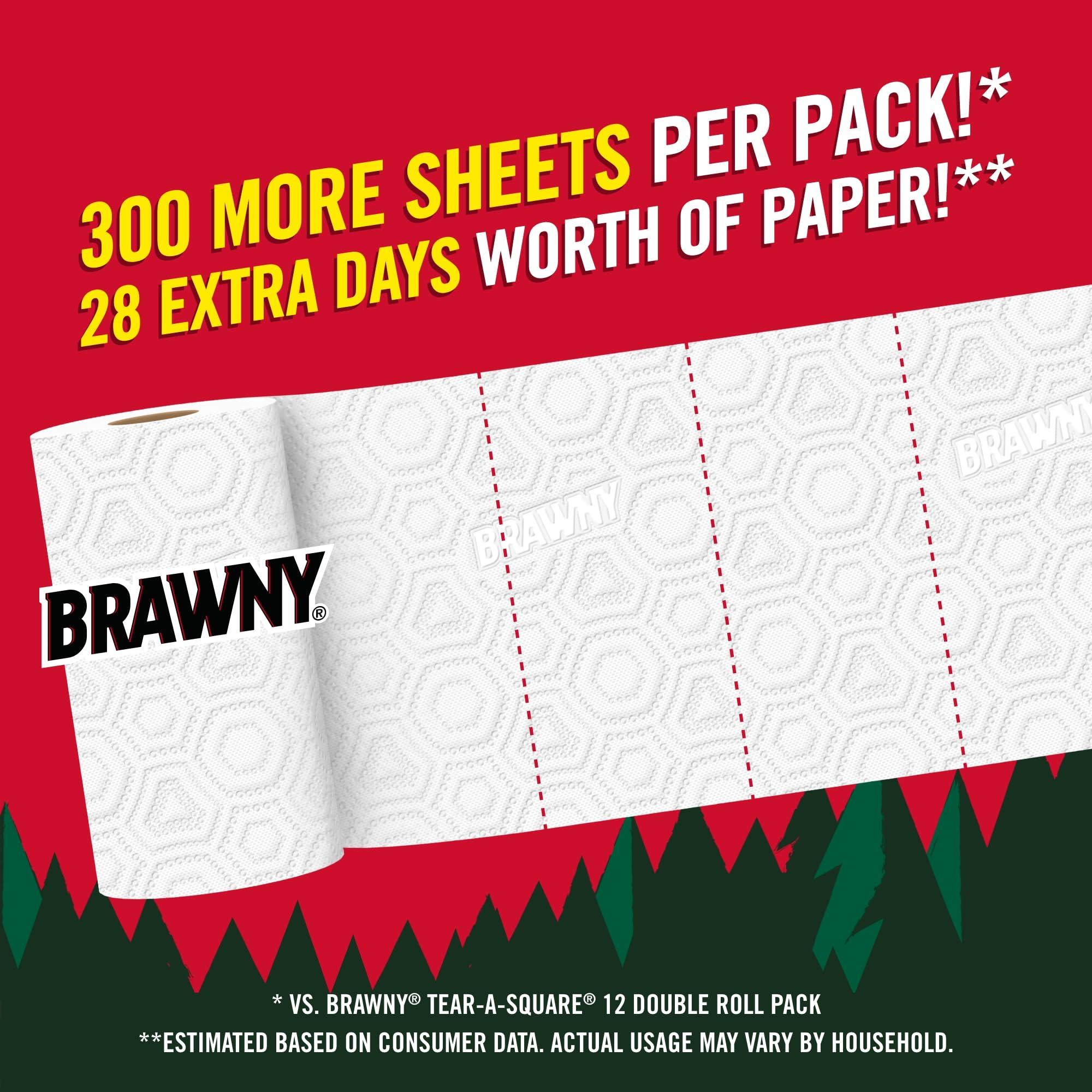 Brawny Tear-A-Square Paper Towels, 12 Family Rolls = 30 Regular Rolls, 2X More Durable*, 3 Sheet Sizes, Strong and absorbent extra-large roll - Image 5