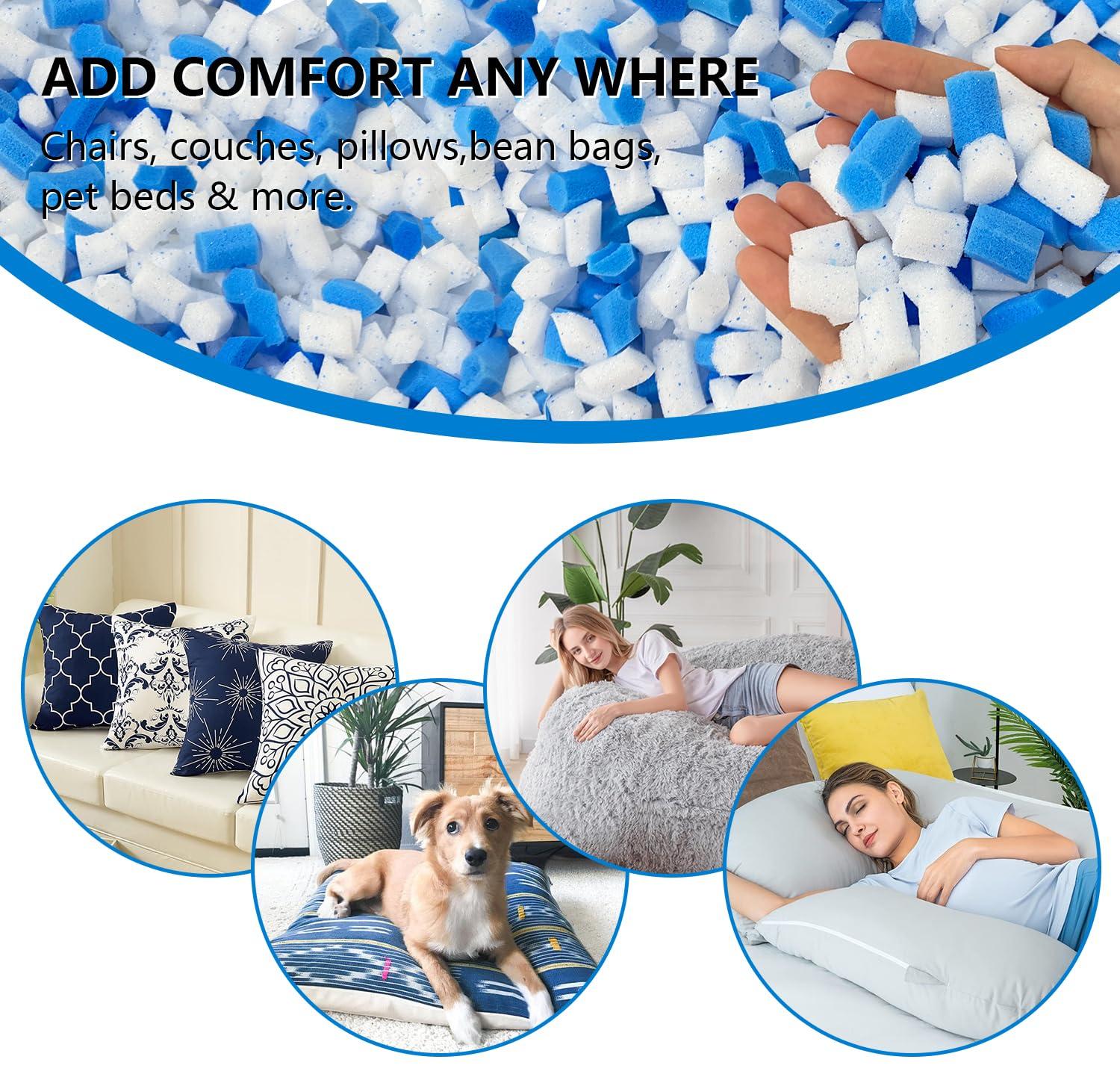 Hem Dgpsy 10lbs Shredded Gel Memory Foam Filling for Bean Bag Chair, Real Memory Foam Stuffing for Cooling Pillow, Couch, Pouf Beanbag Chair, Dog Bed, Cushion, Art Crafts - Image 6